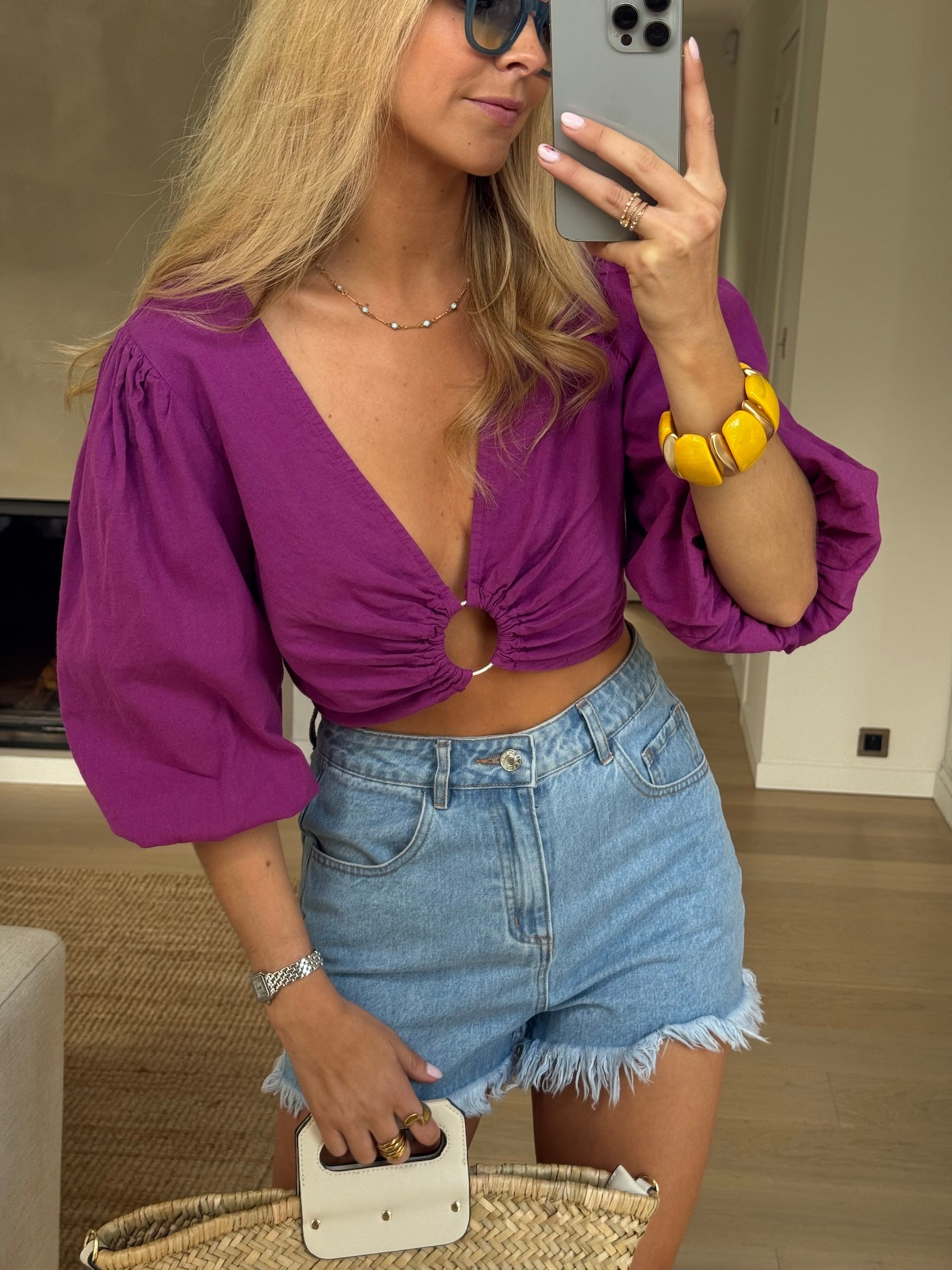 Chemisier en lin mauve Kelya