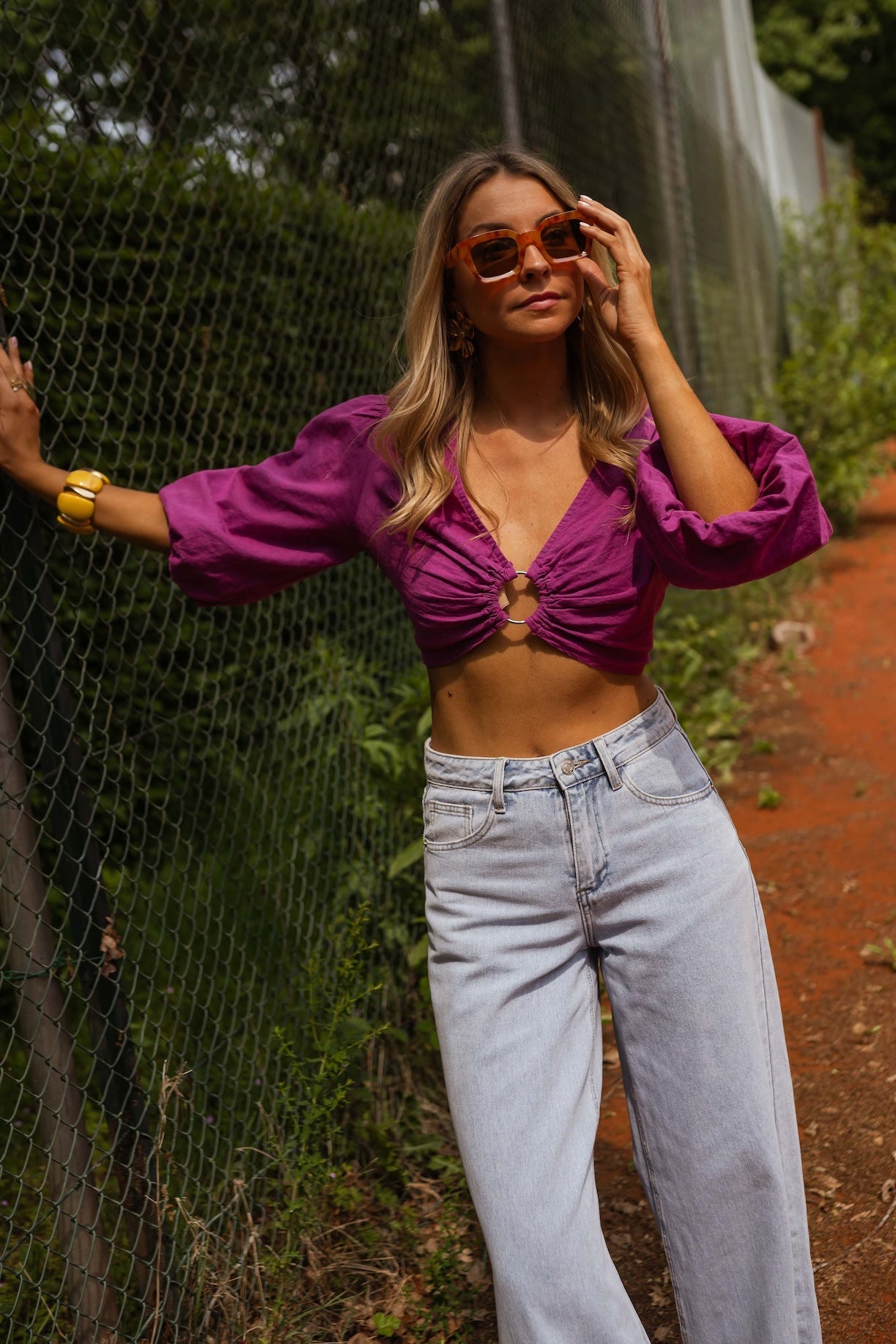 Chemisier en lin mauve Kelya