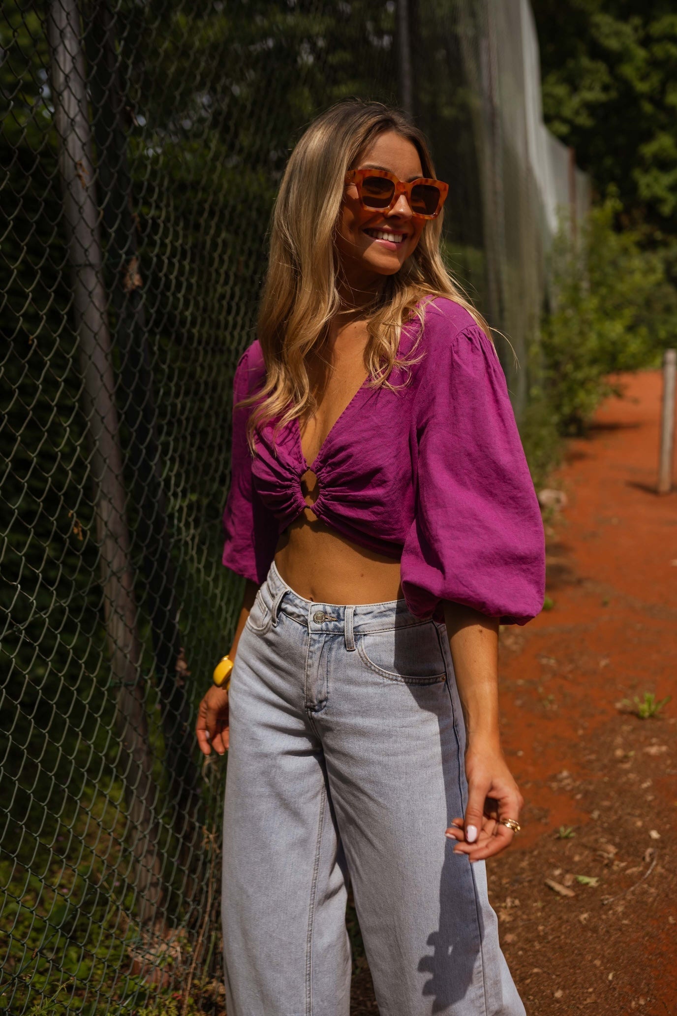 Chemisier en lin mauve Kelya