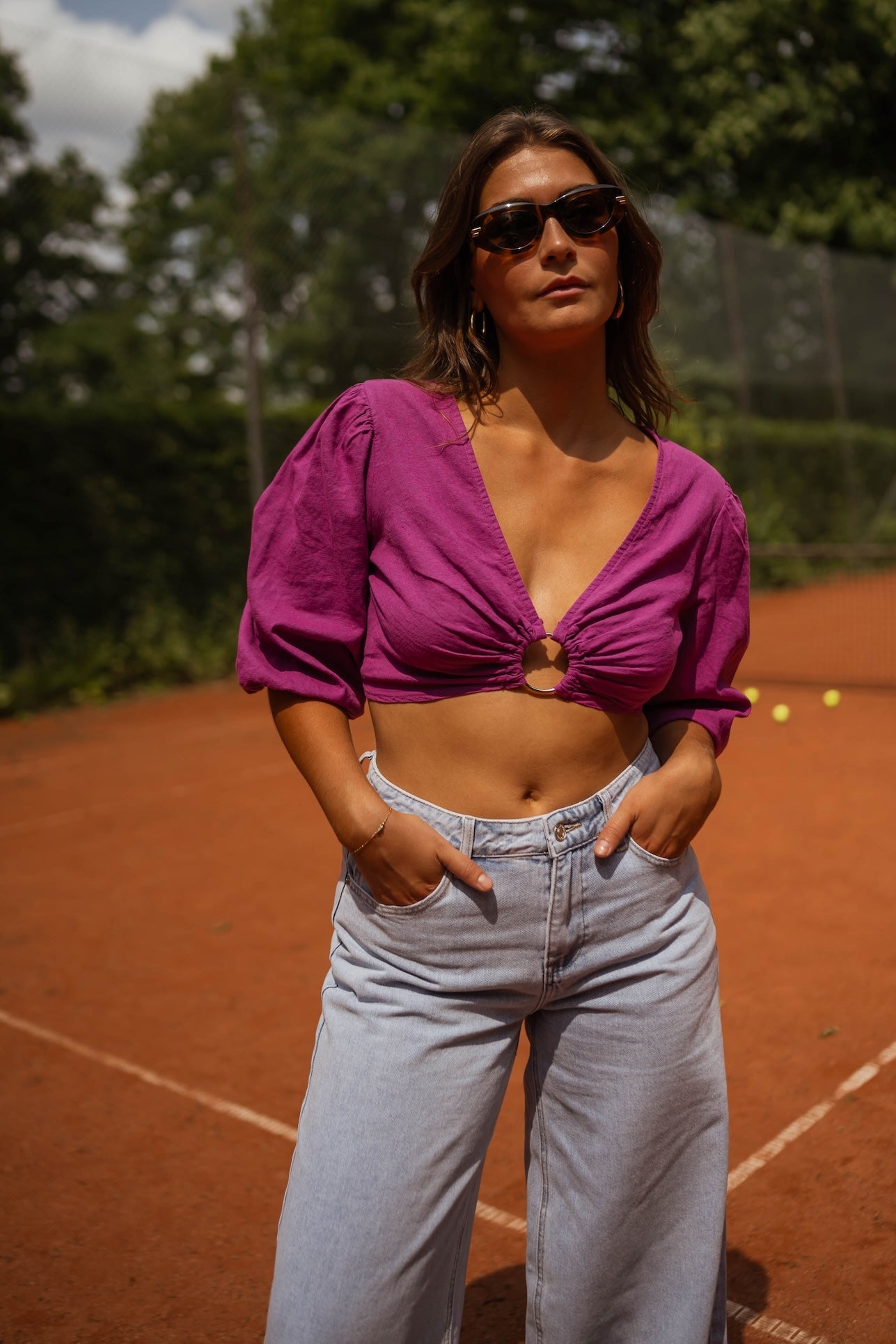 Chemisier en lin mauve Kelya