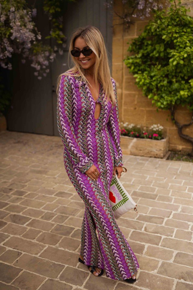 Robe Audrey à motifs mauves