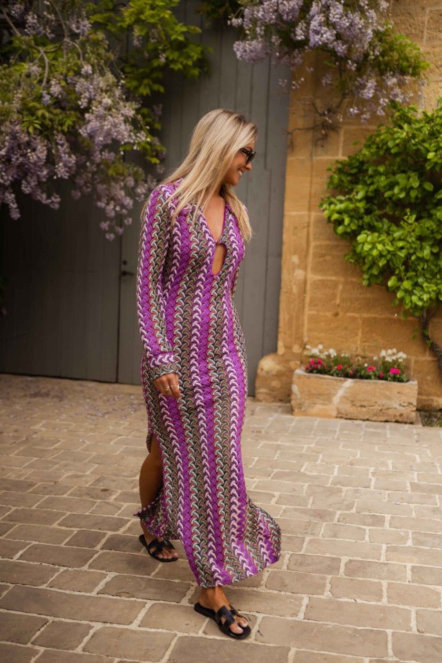 Robe Audrey à motifs mauves