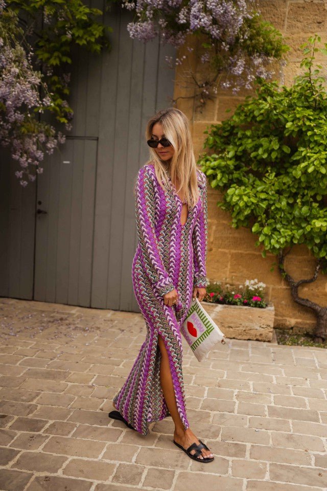 Robe Audrey à motifs mauves