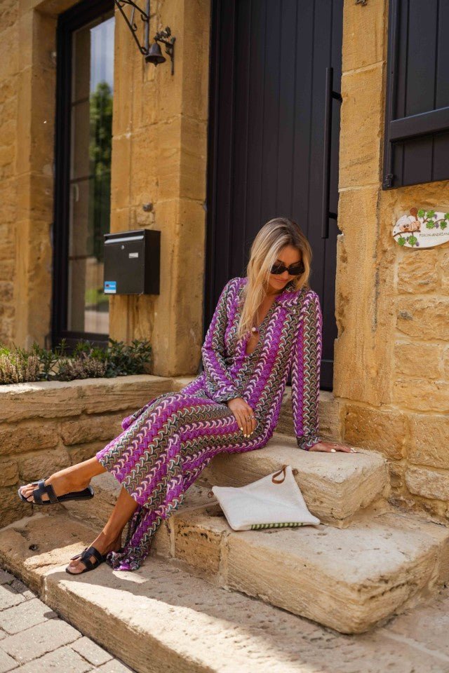 Robe Audrey à motifs mauves