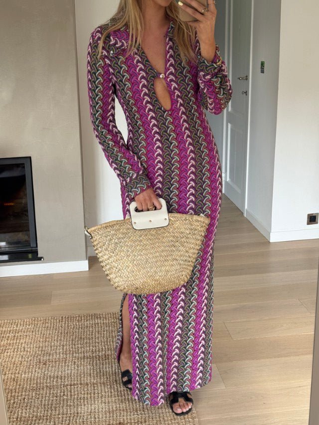 Robe Audrey à motifs mauves