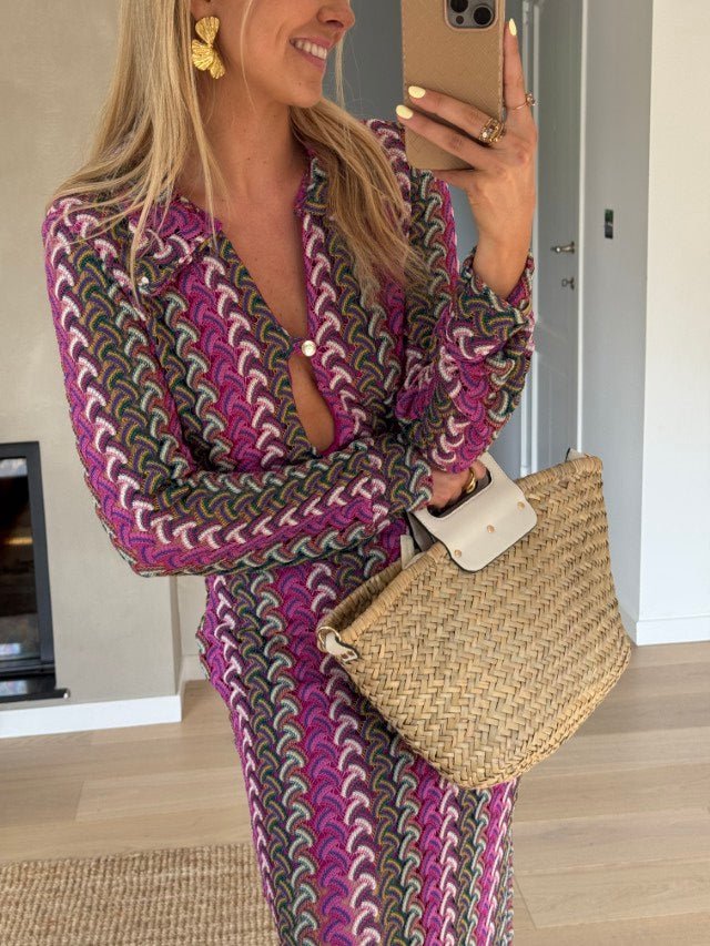 Robe Audrey à motifs mauves
