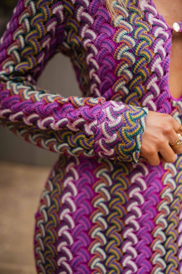Robe Audrey à motifs mauves