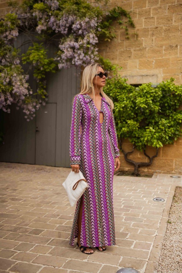 Robe Audrey à motifs mauves