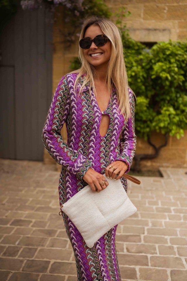 Robe Audrey à motifs mauves