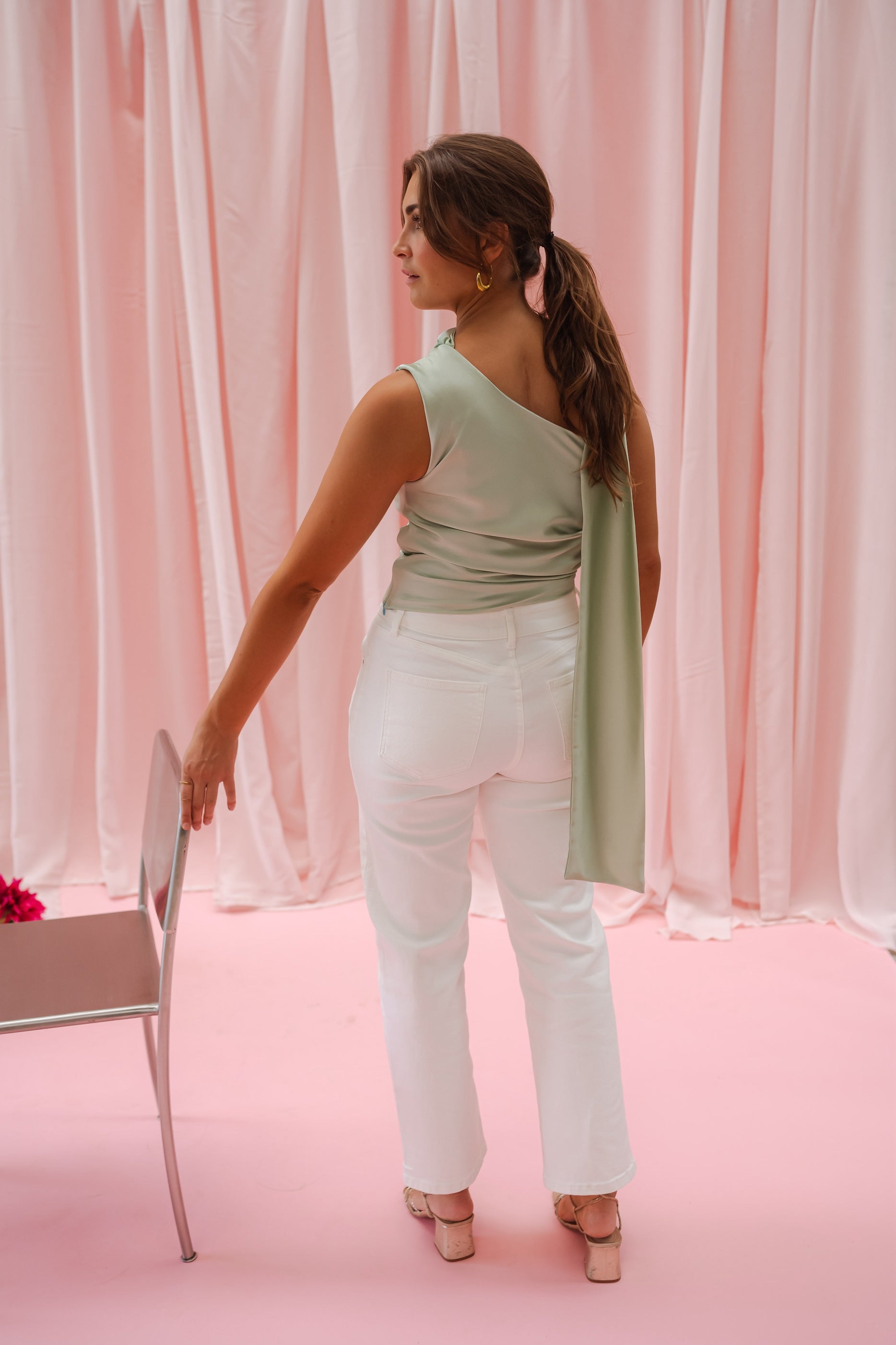Haut en satin Ilga vert menthe