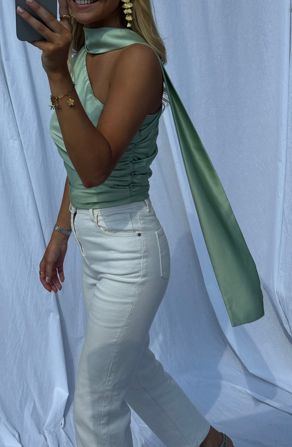 Haut en satin Ilga vert menthe
