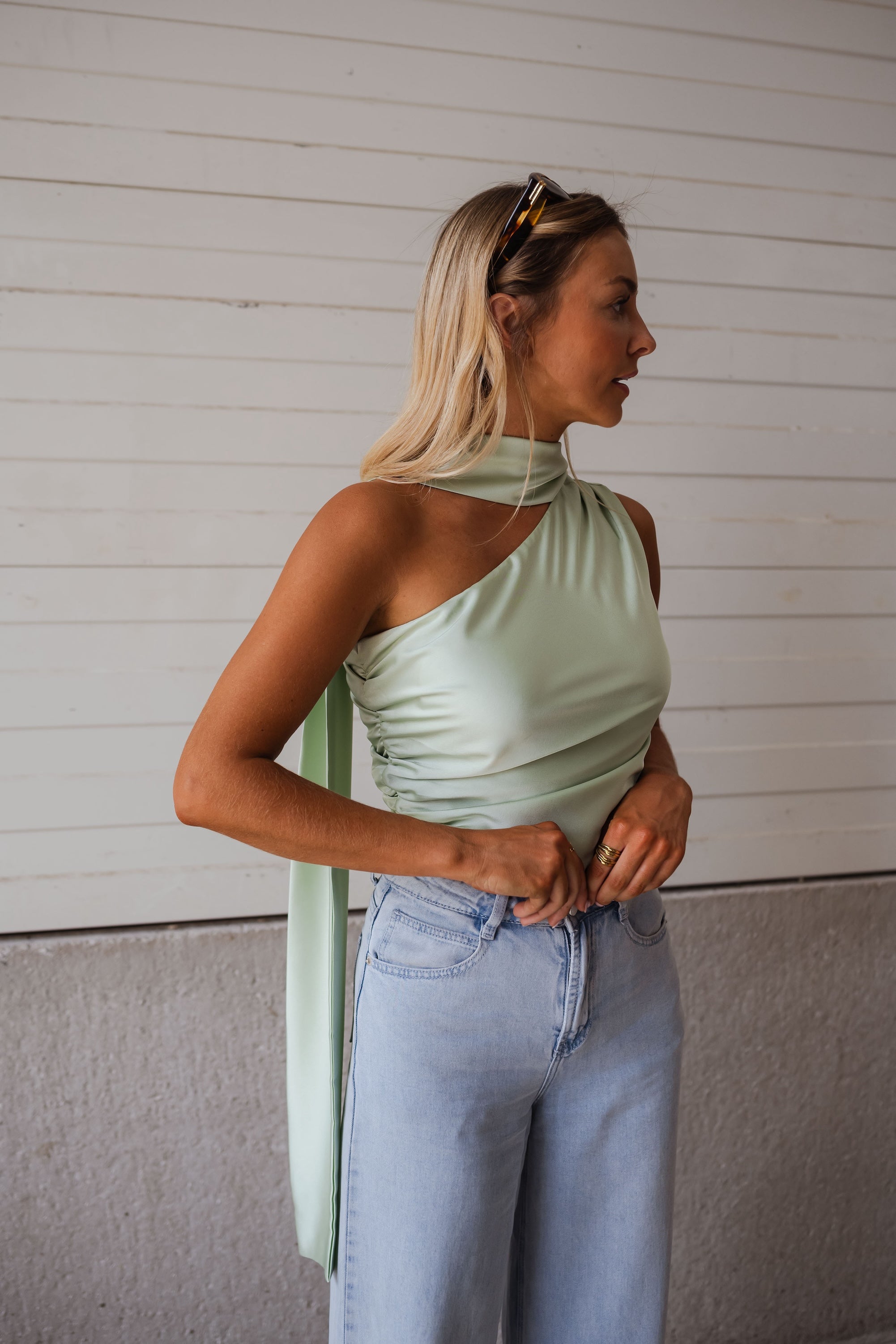 Haut en satin Ilga vert menthe