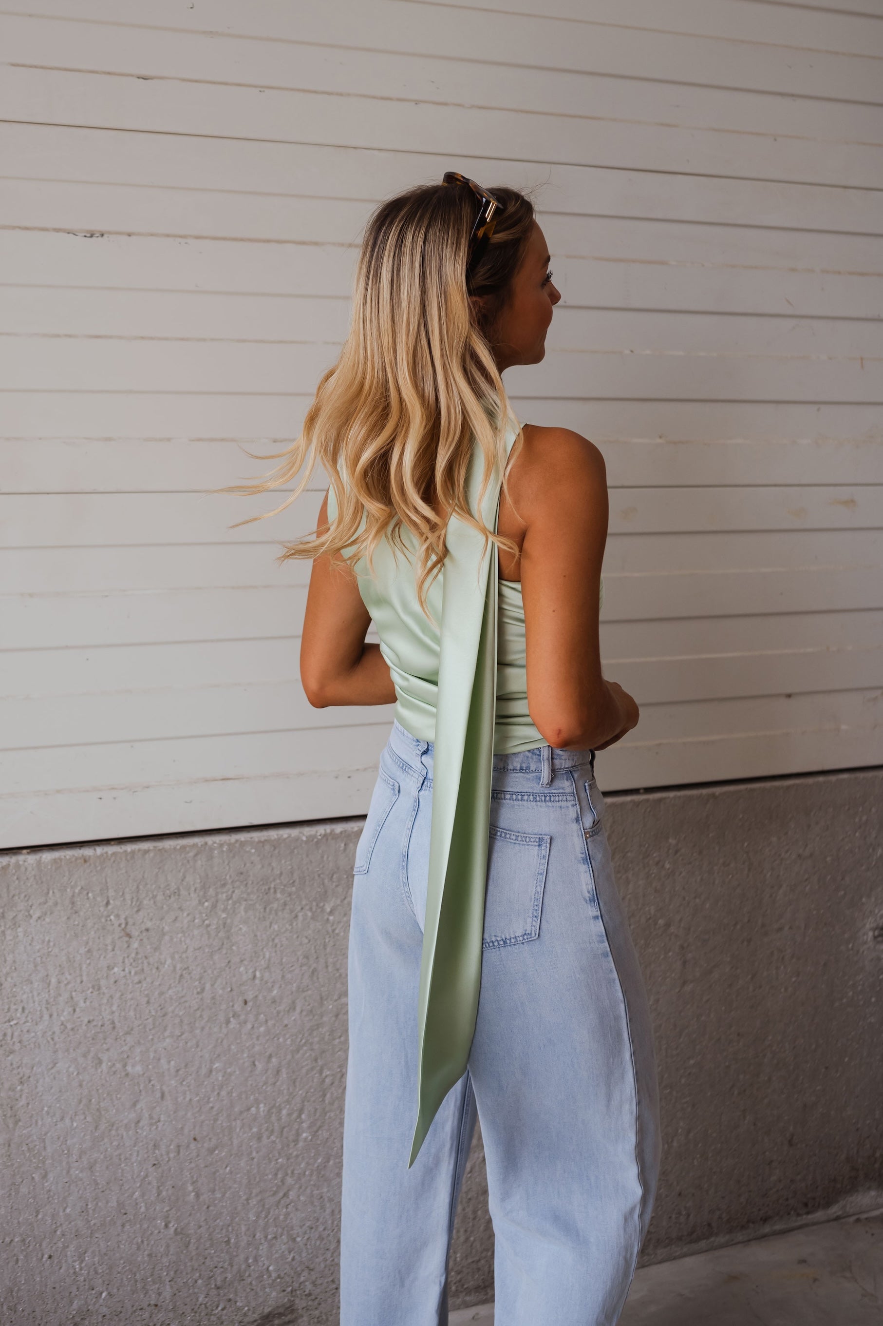 Haut en satin Ilga vert menthe