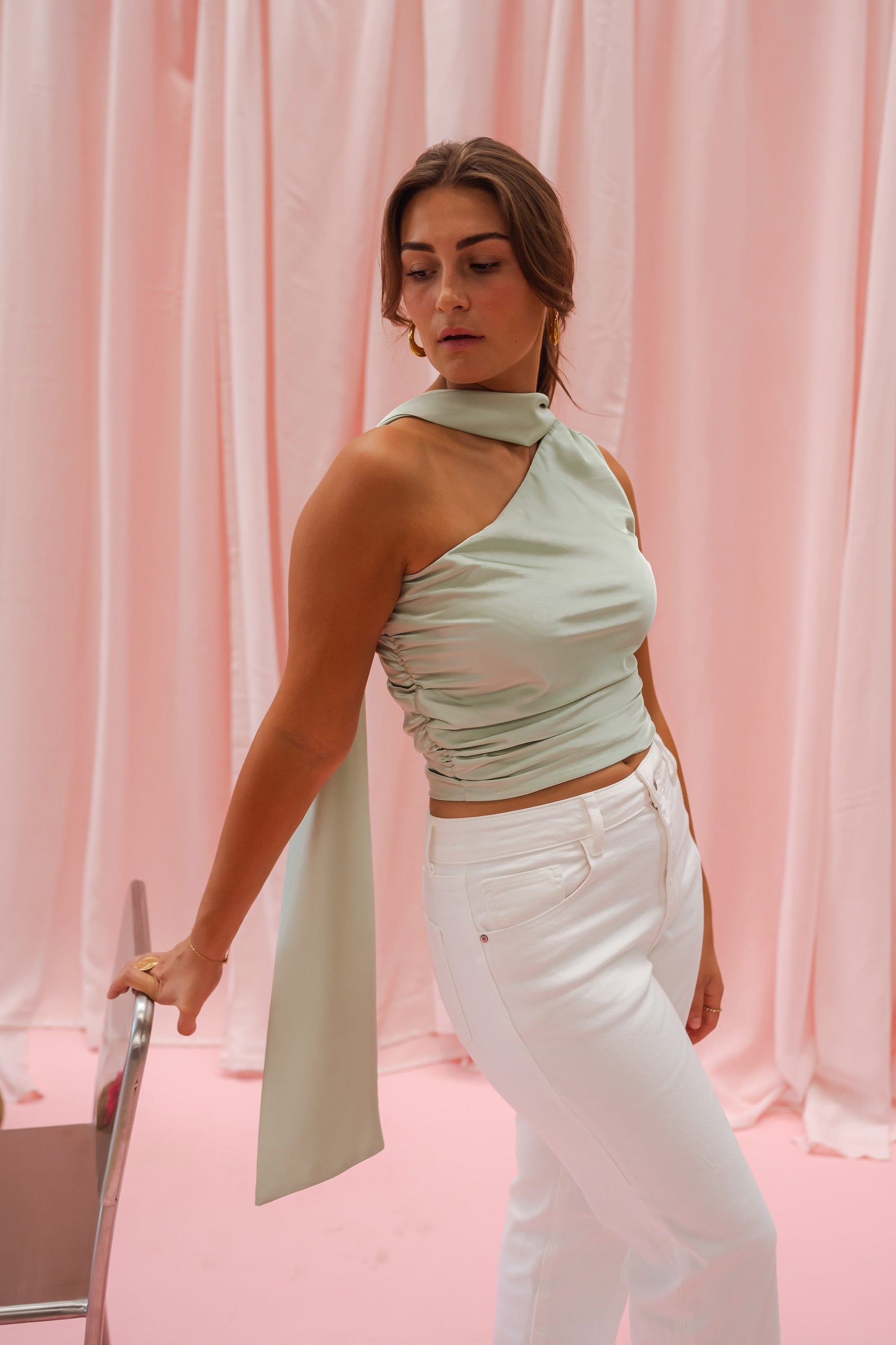 Haut en satin Ilga vert menthe