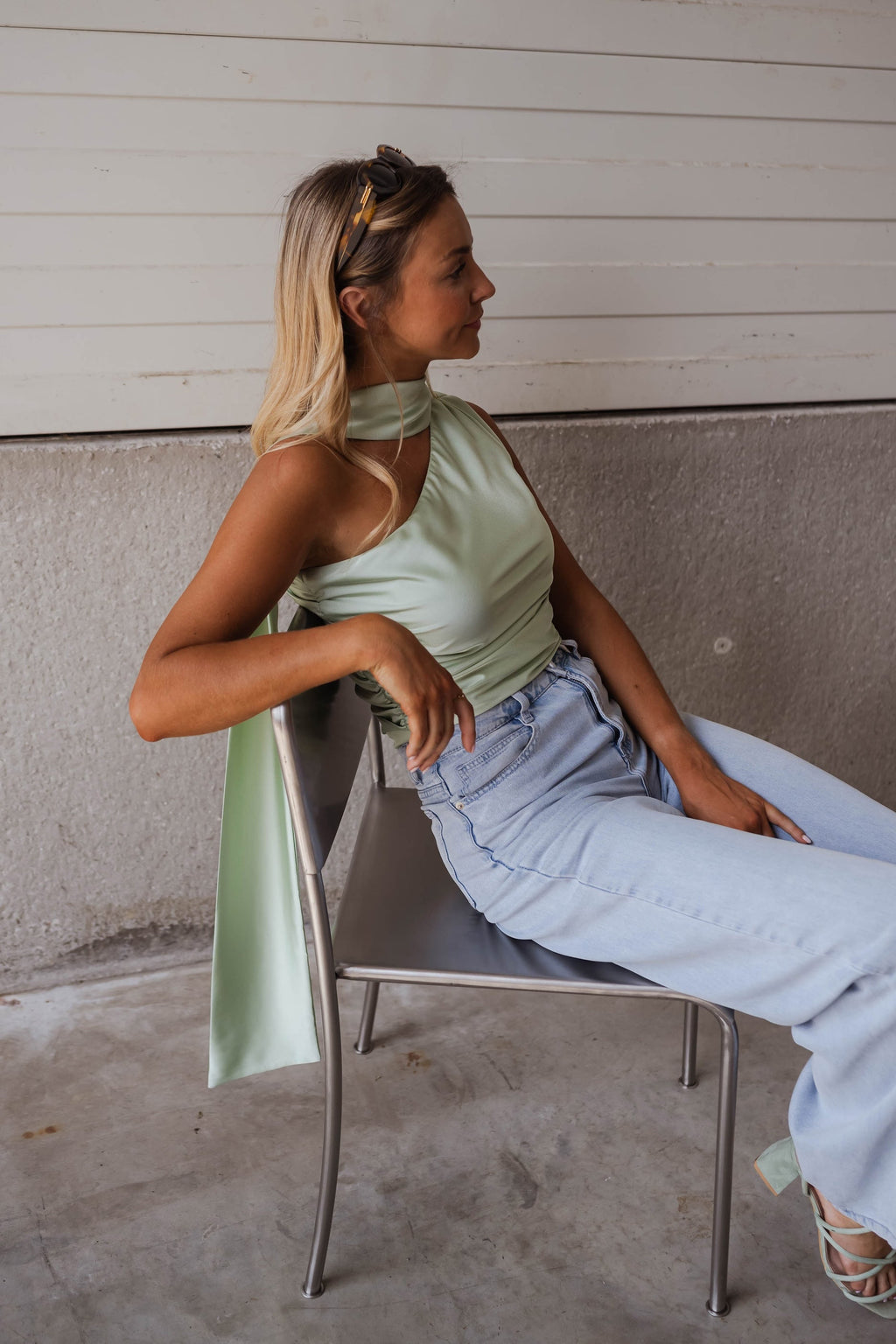 Haut en satin Ilga vert menthe