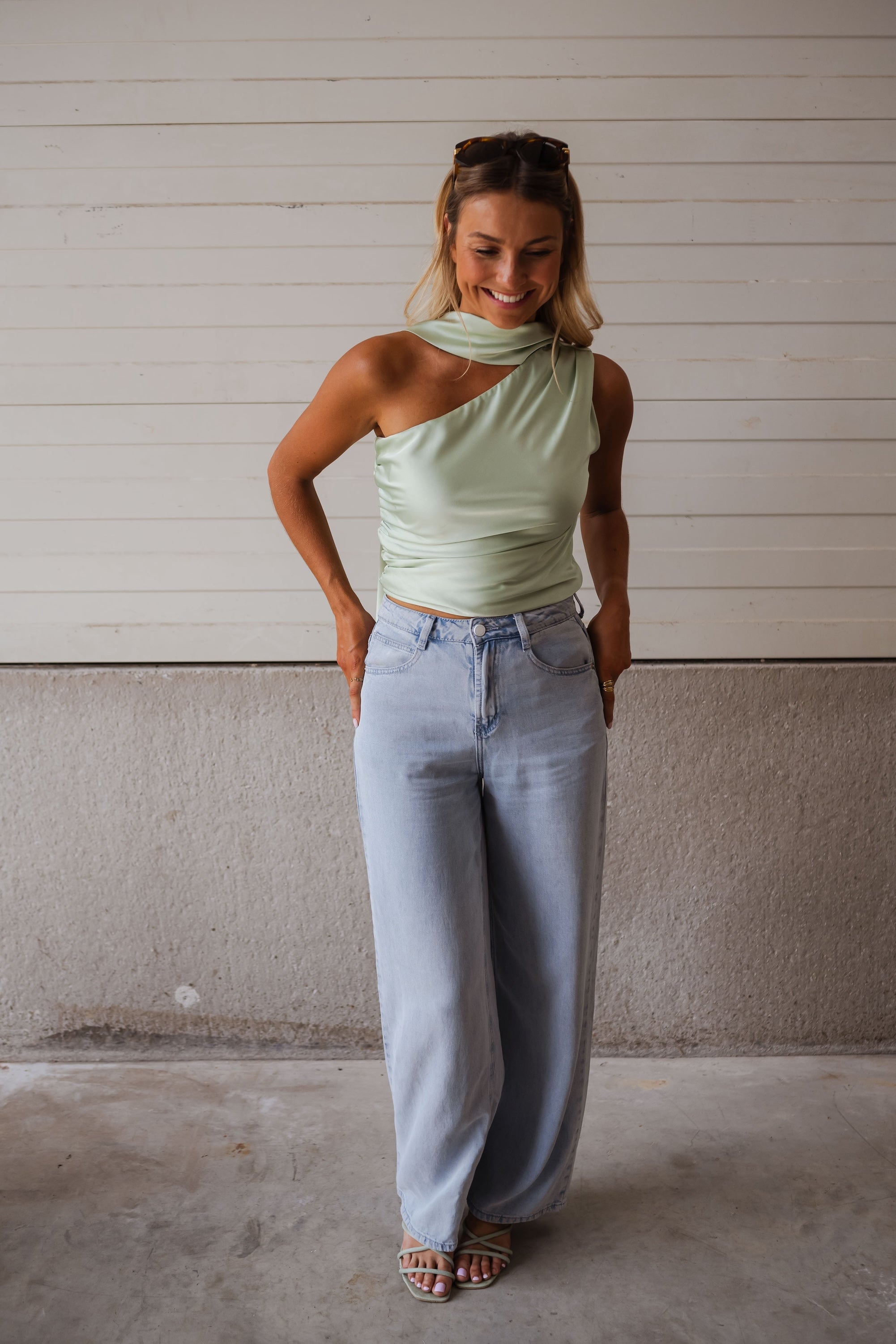 Haut en satin Ilga vert menthe