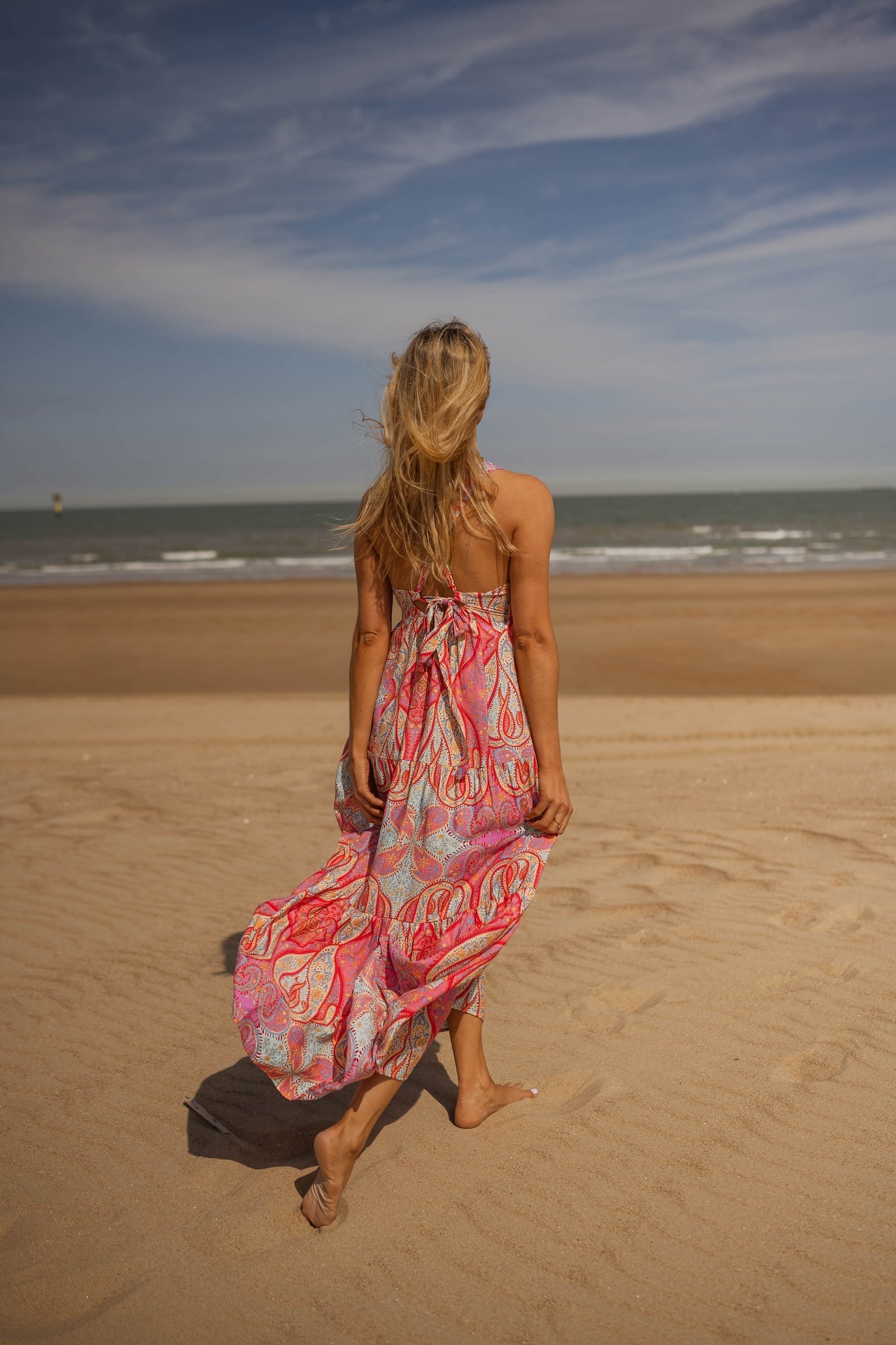 Robe Agathe rose à motifs