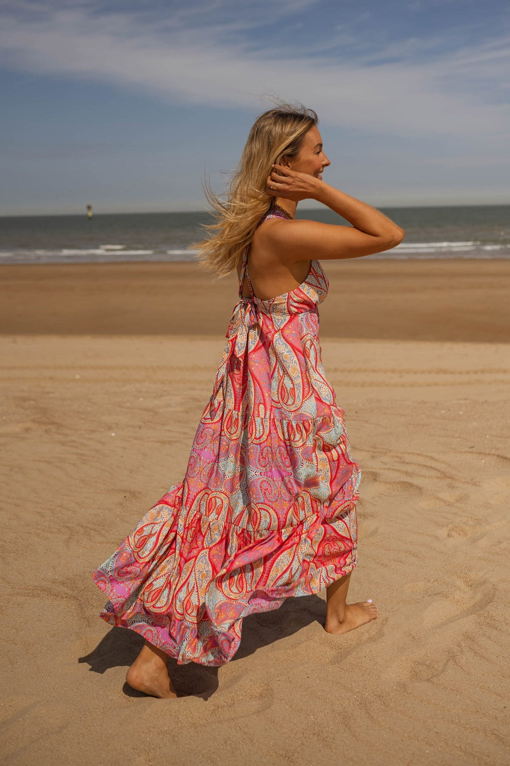 Robe Agathe rose à motifs