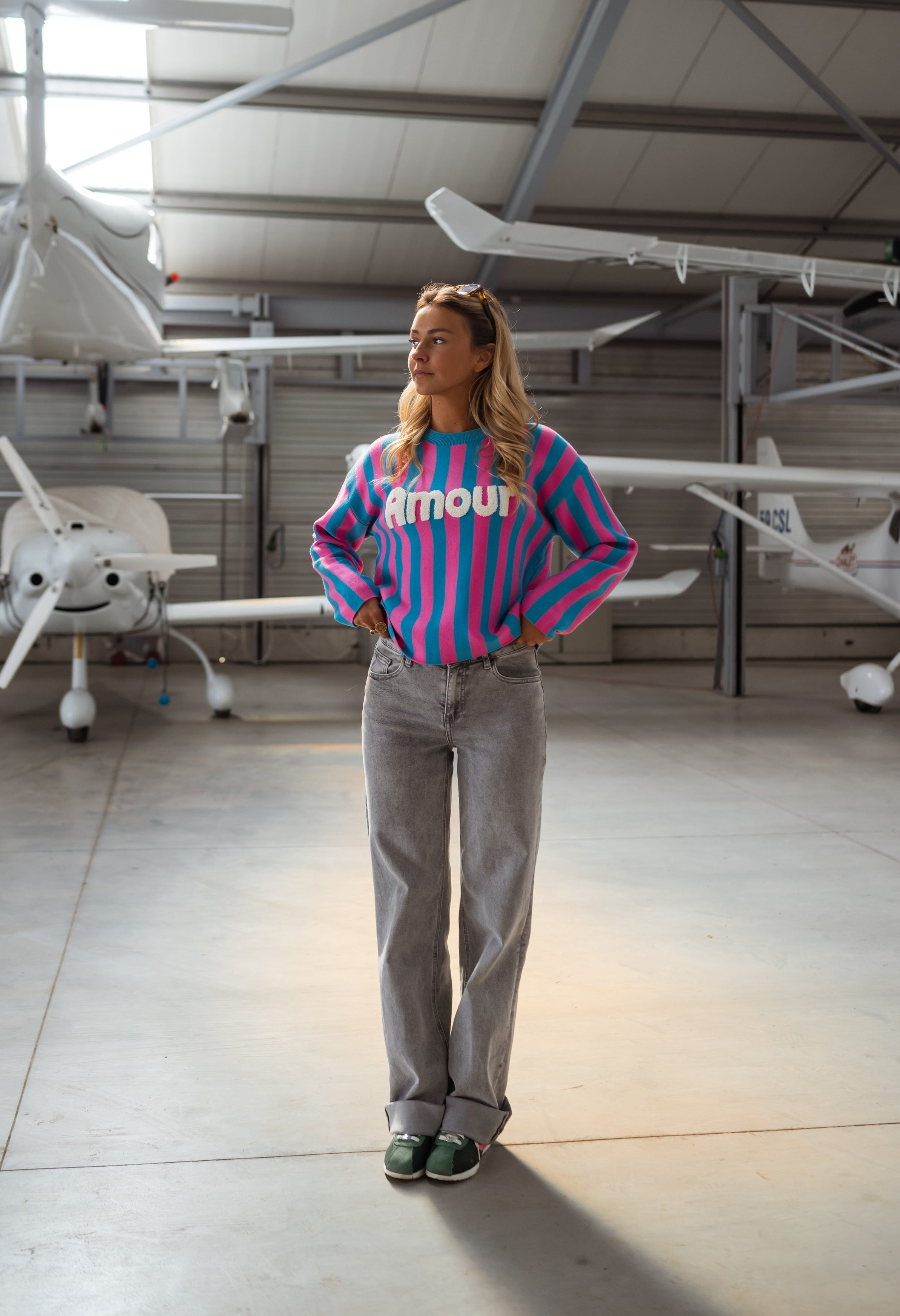 Pull Danae rose et bleu