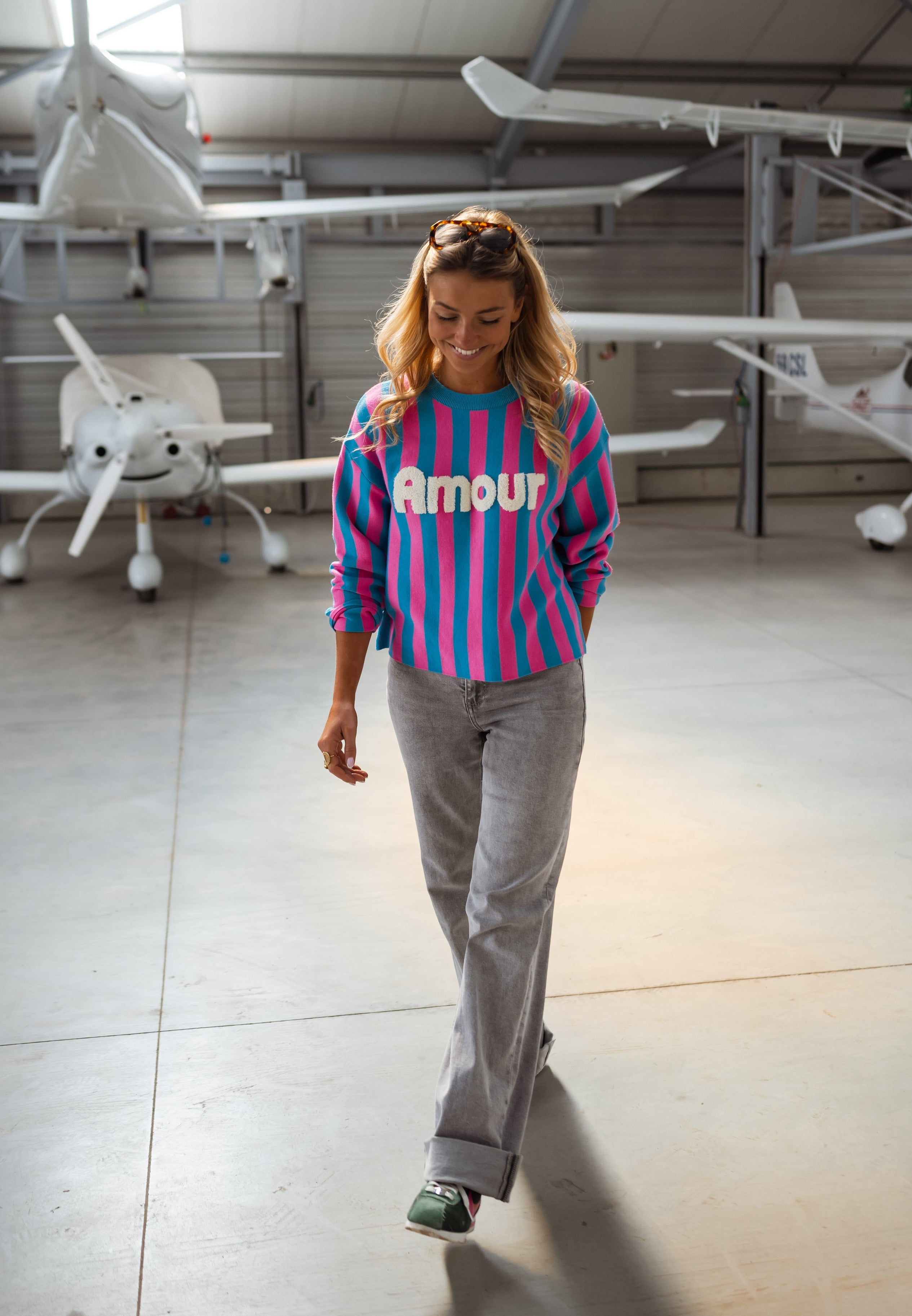 Pull Danae rose et bleu