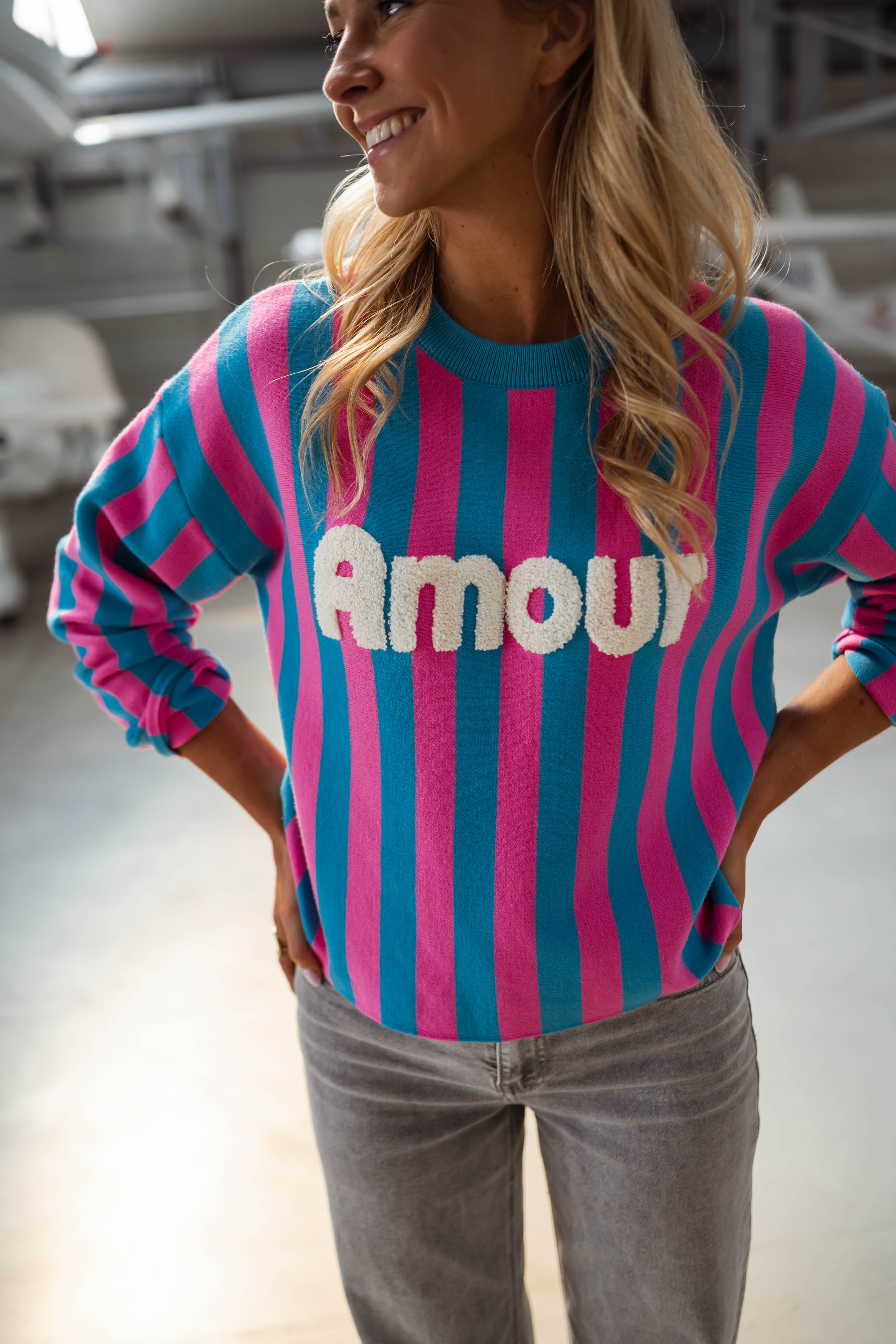 Pull Danae rose et bleu