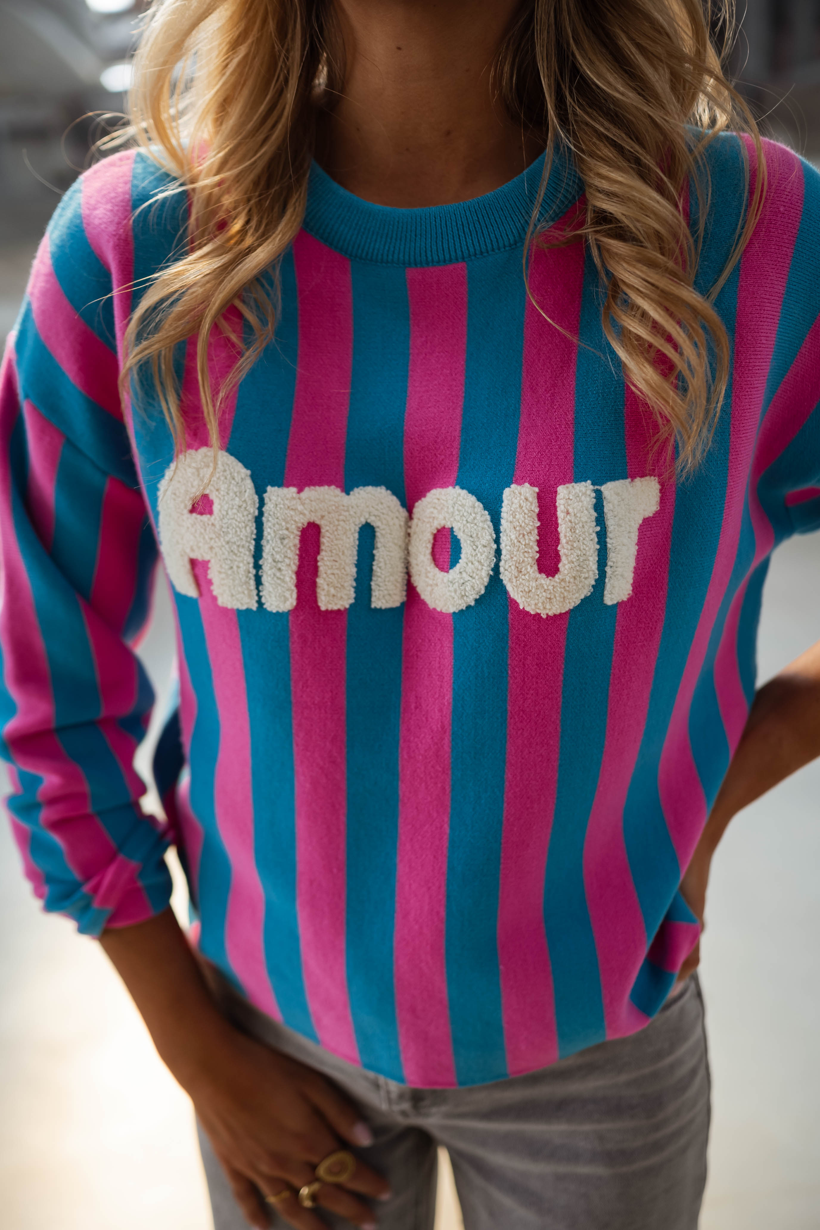 Pull Danae rose et bleu