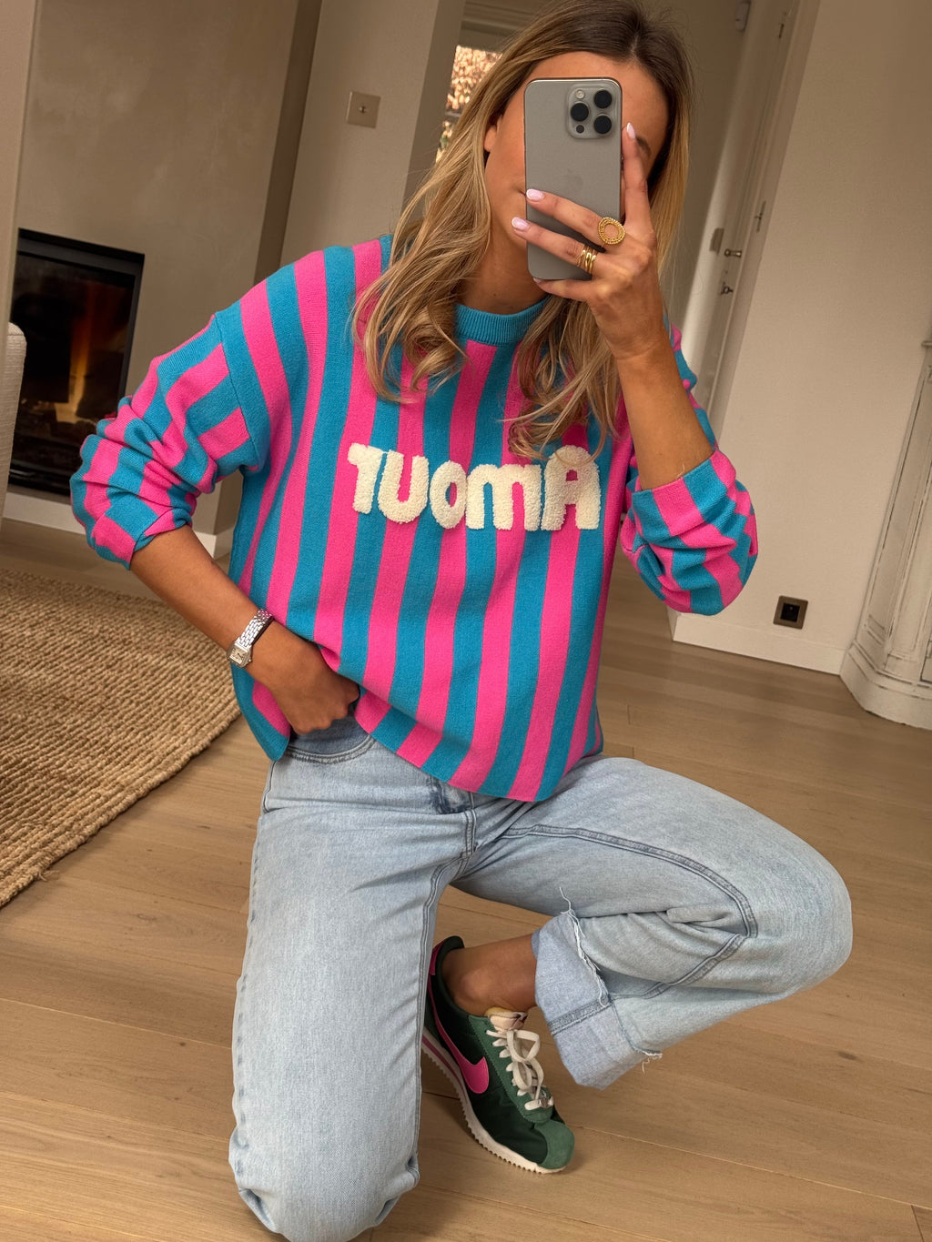 Pull Danae rose et bleu