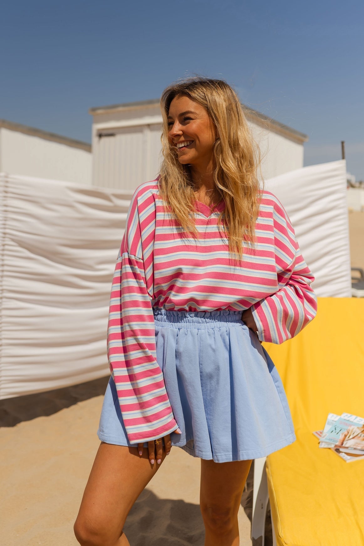 T-shirt Dorota rose et bleu