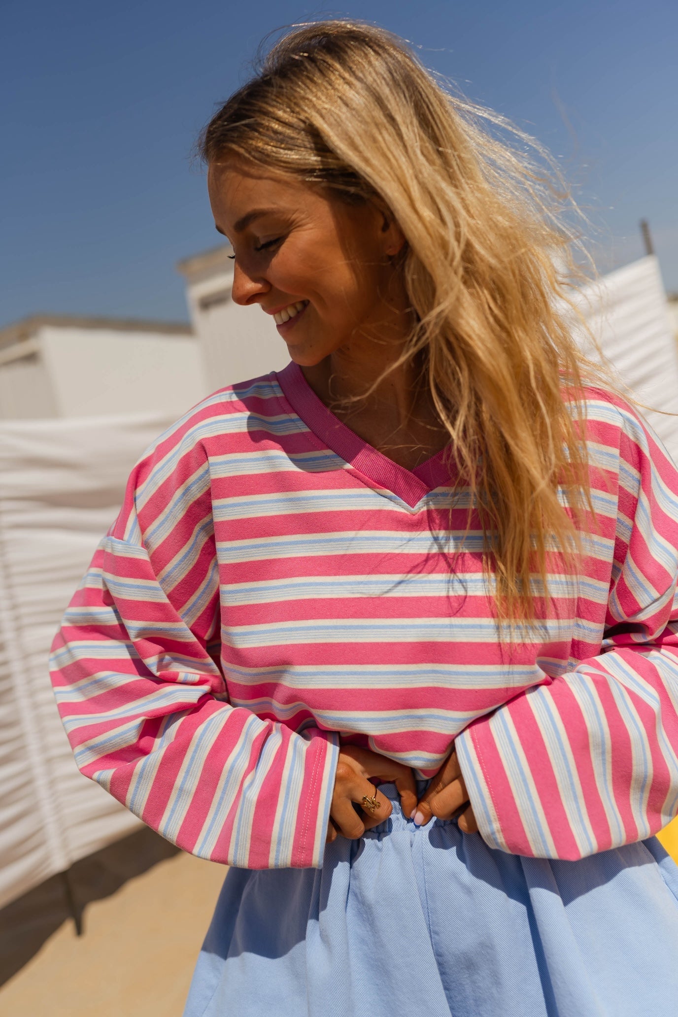 T-shirt Dorota rose et bleu