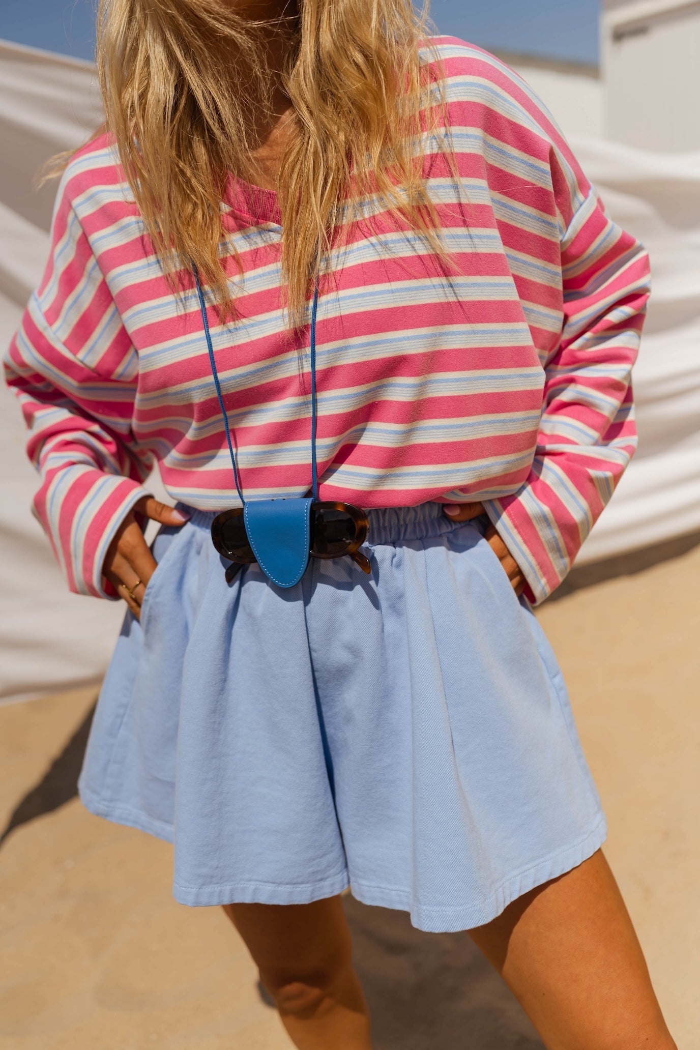 T-shirt Dorota rose et bleu