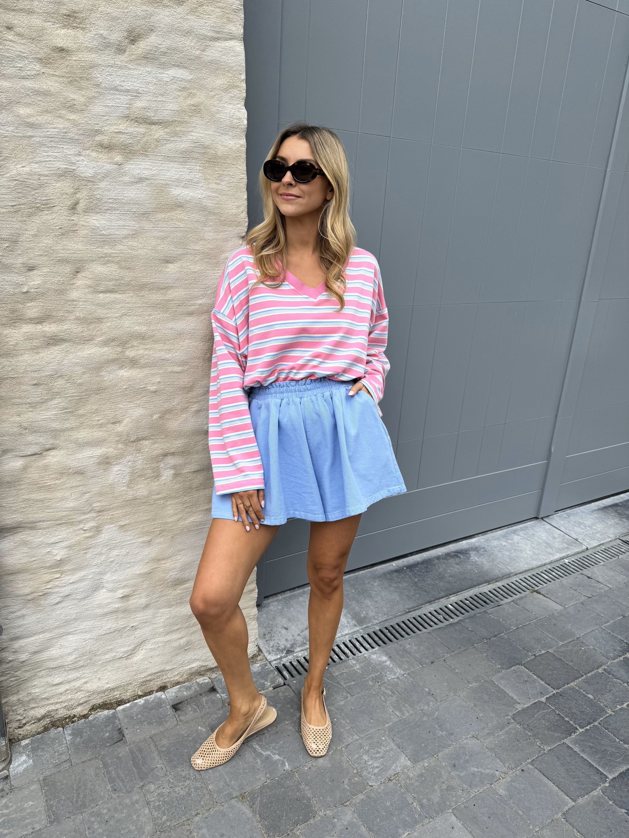 T-shirt Dorota rose et bleu