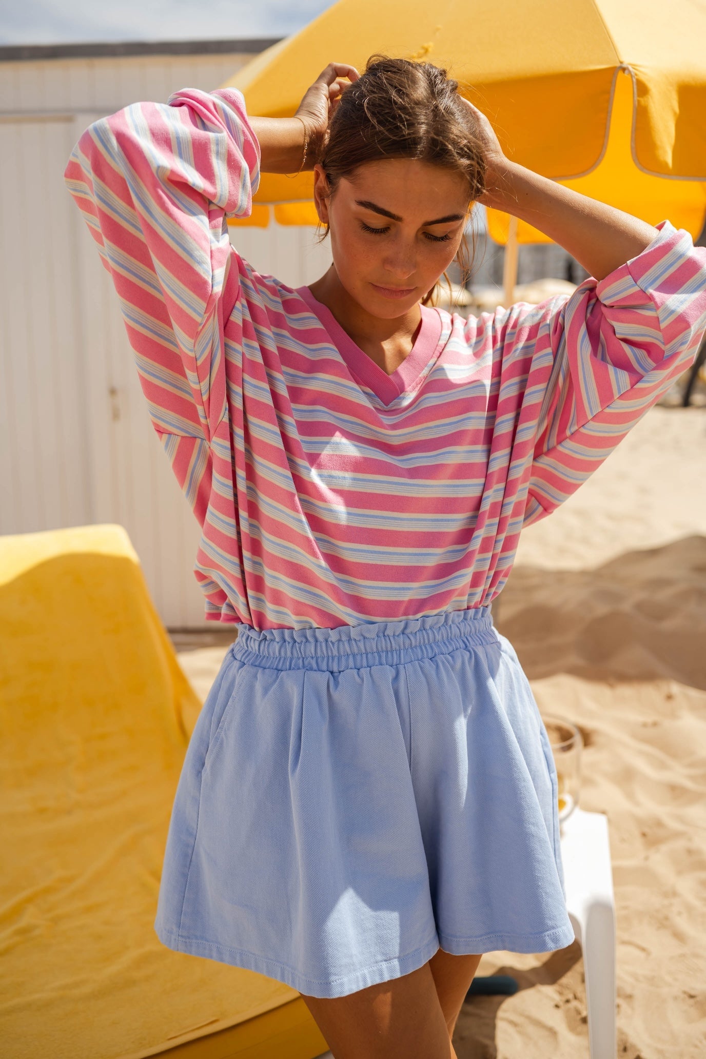 T-shirt Dorota rose et bleu