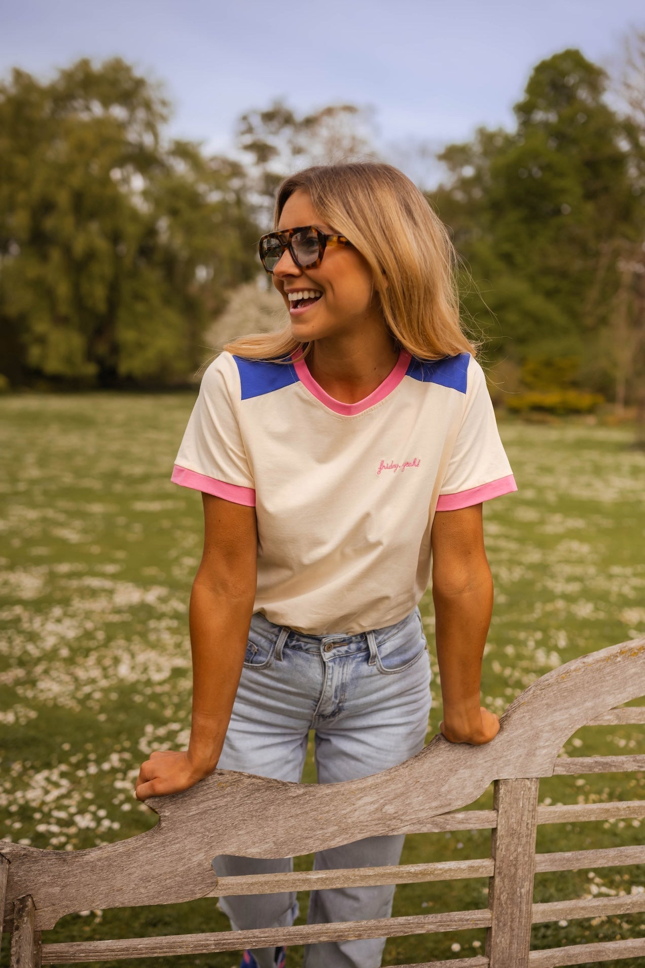 T-shirt Nicki rose et bleu