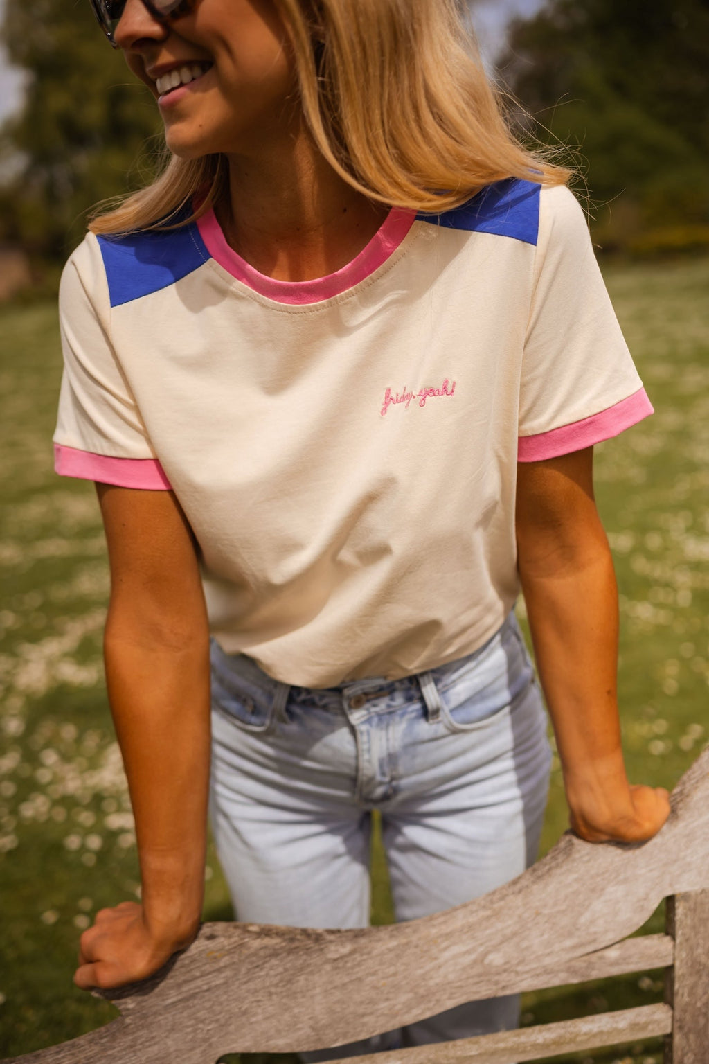 T-shirt Nicki rose et bleu