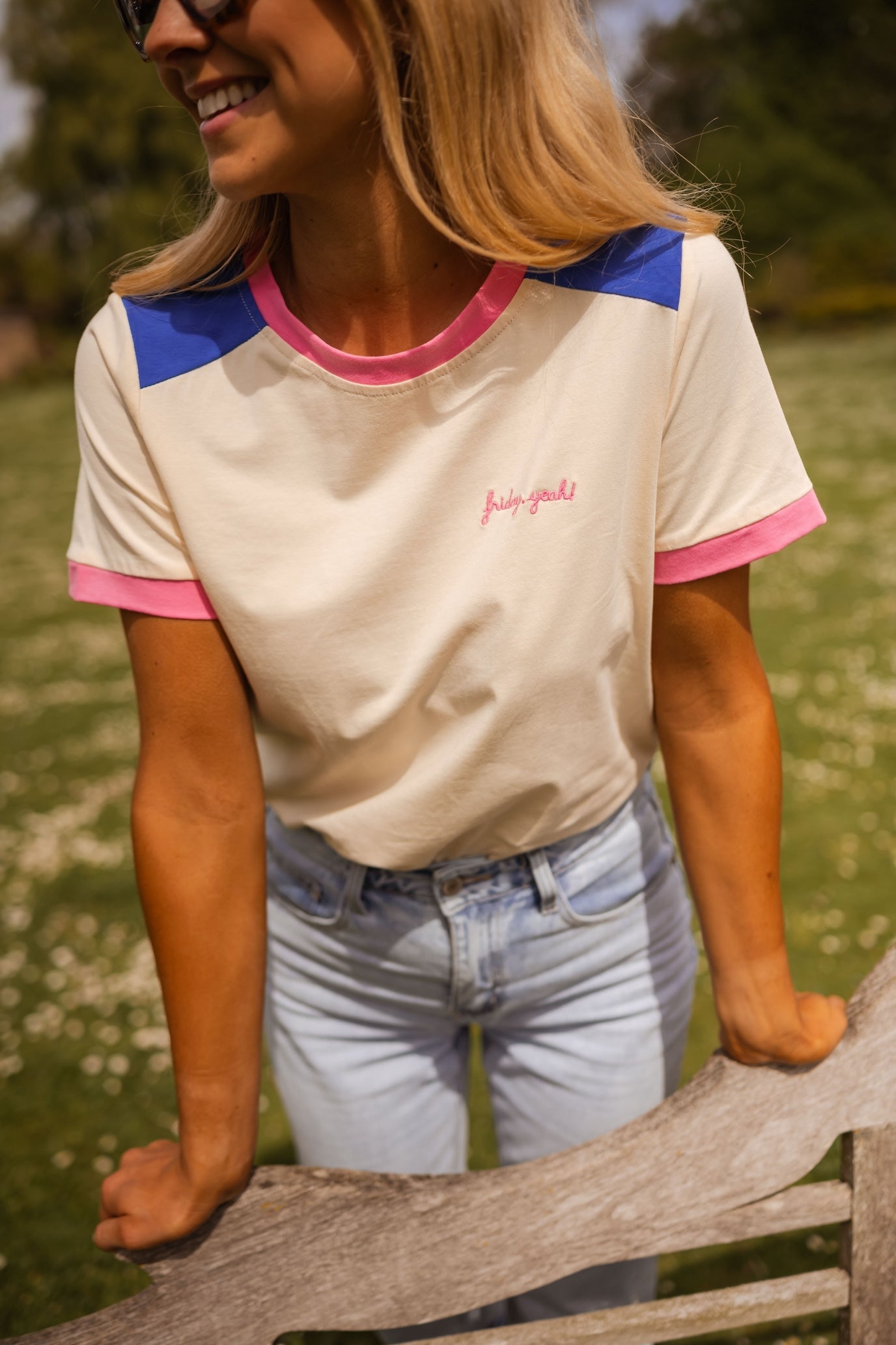 T-shirt Nicki rose et bleu