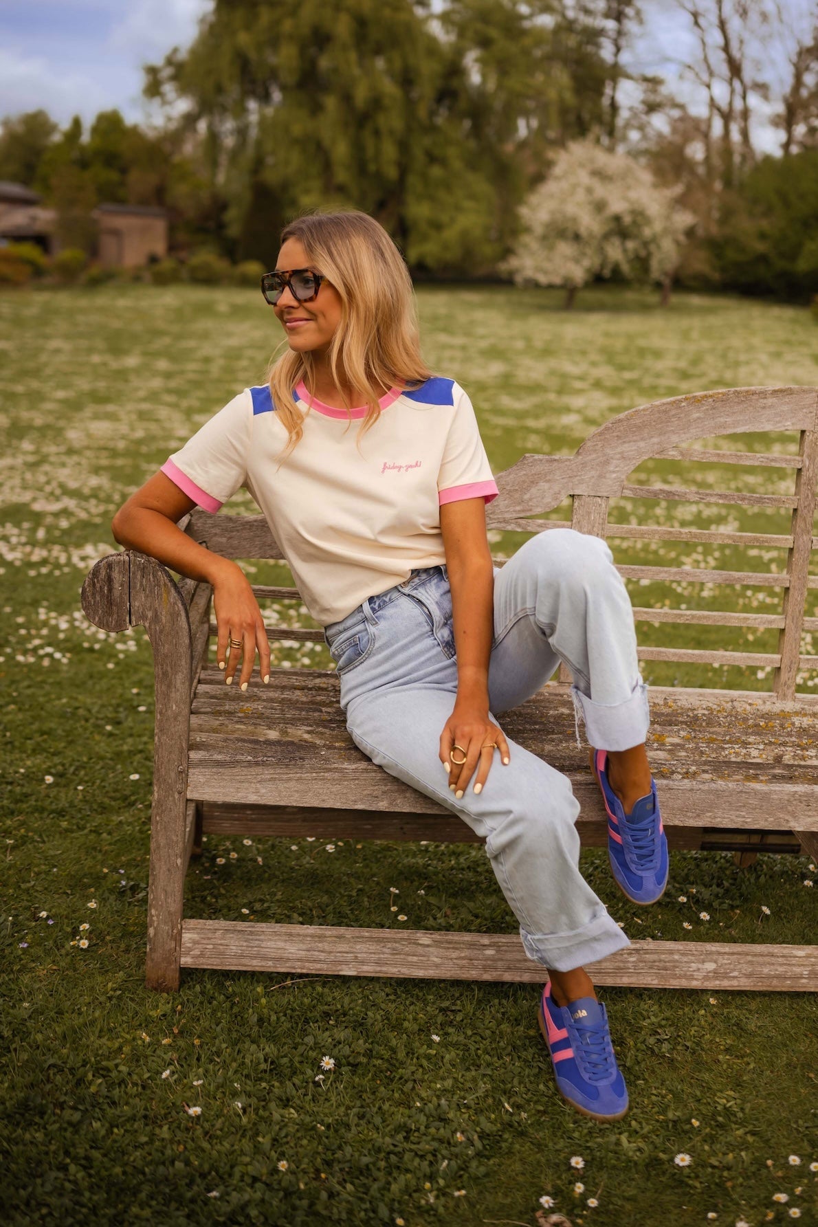 T-shirt Nicki rose et bleu