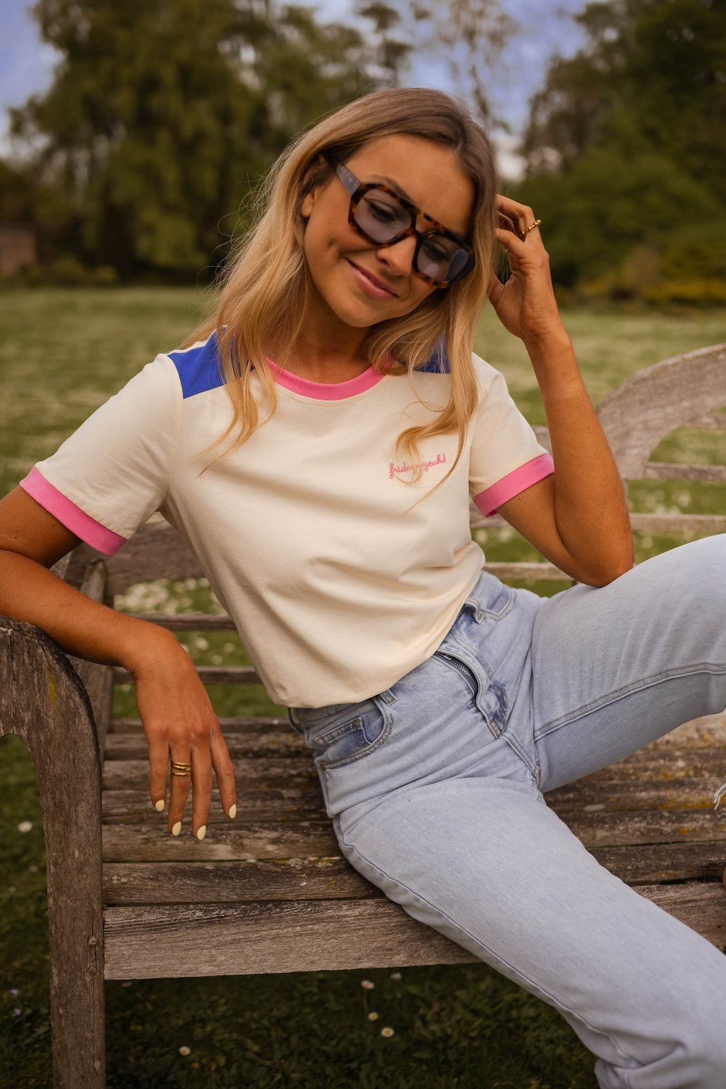 T-shirt Nicki rose et bleu