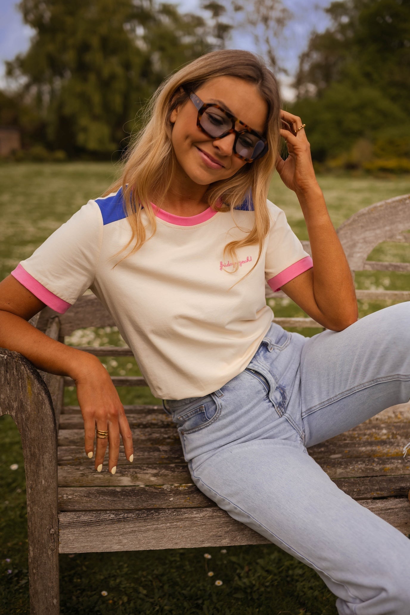 T-shirt Nicki rose et bleu