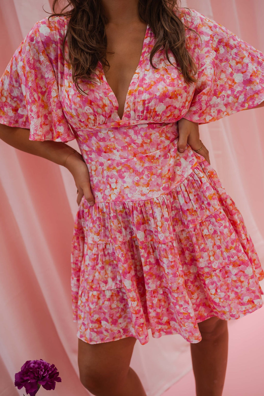 Robe Doly à fleurs roses