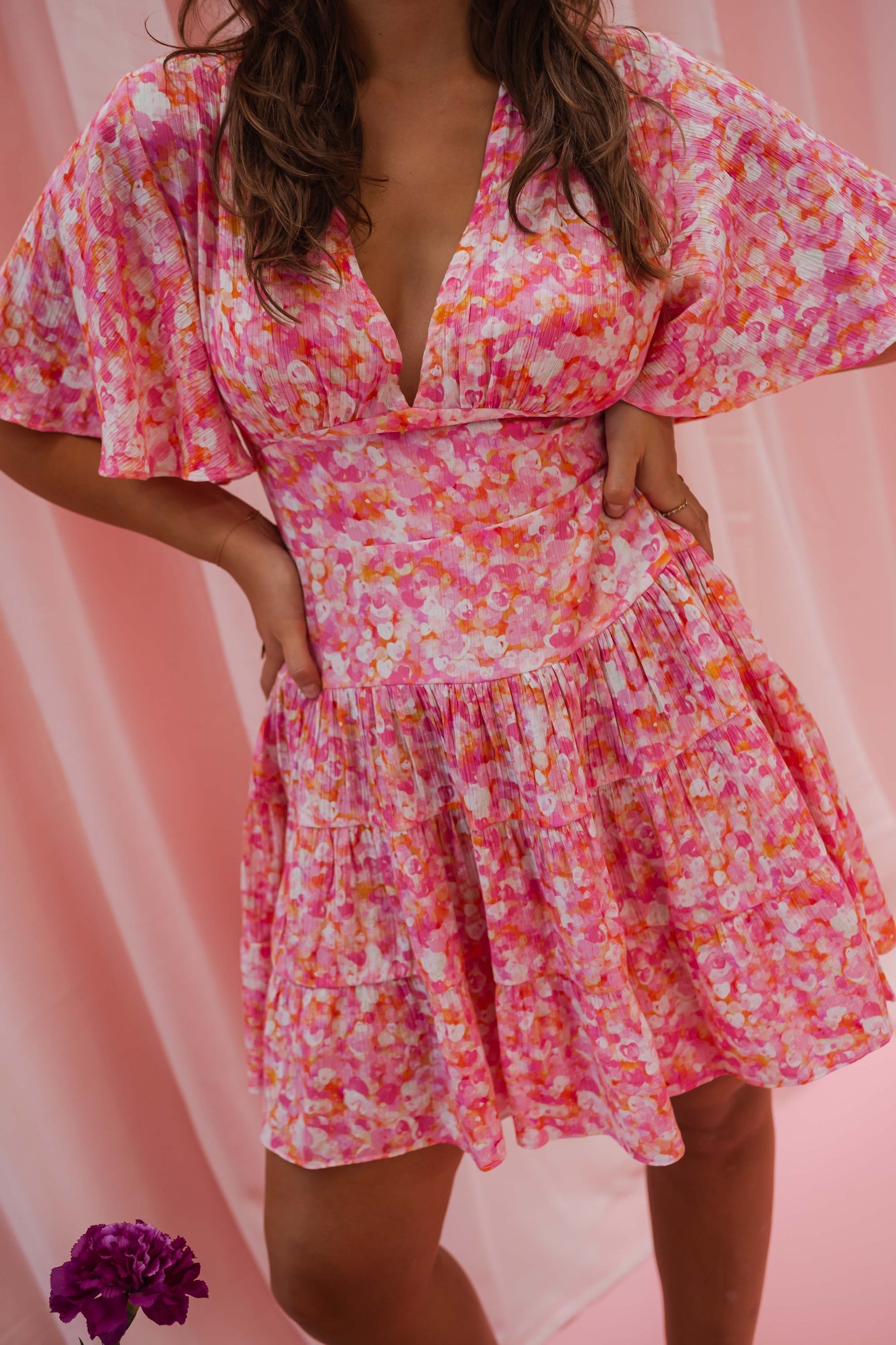 Robe Doly à fleurs roses