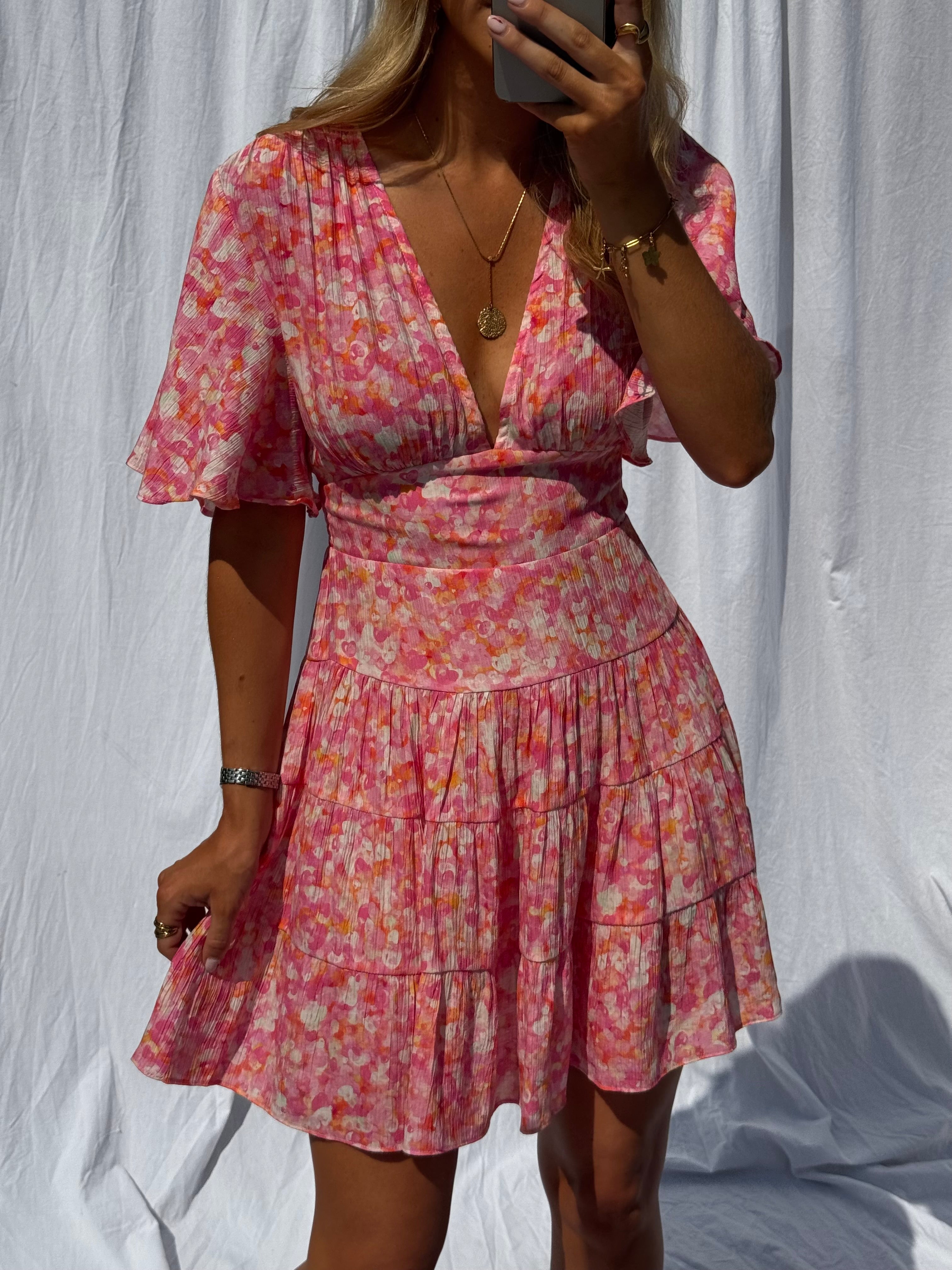 Robe Doly à fleurs roses