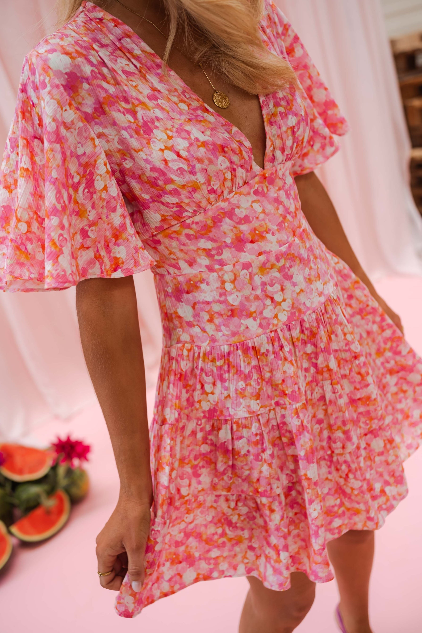 Robe Doly à fleurs roses