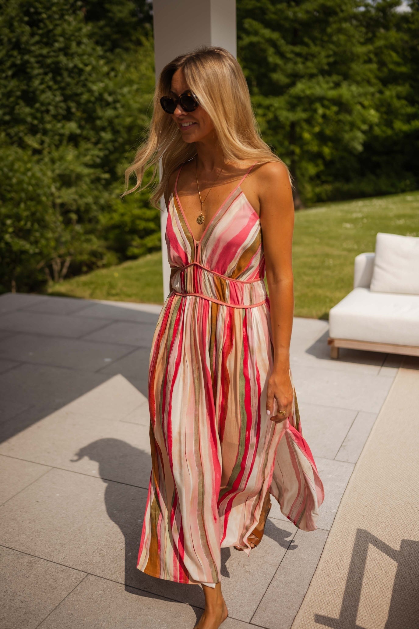 Robe Sanah à rayures roses