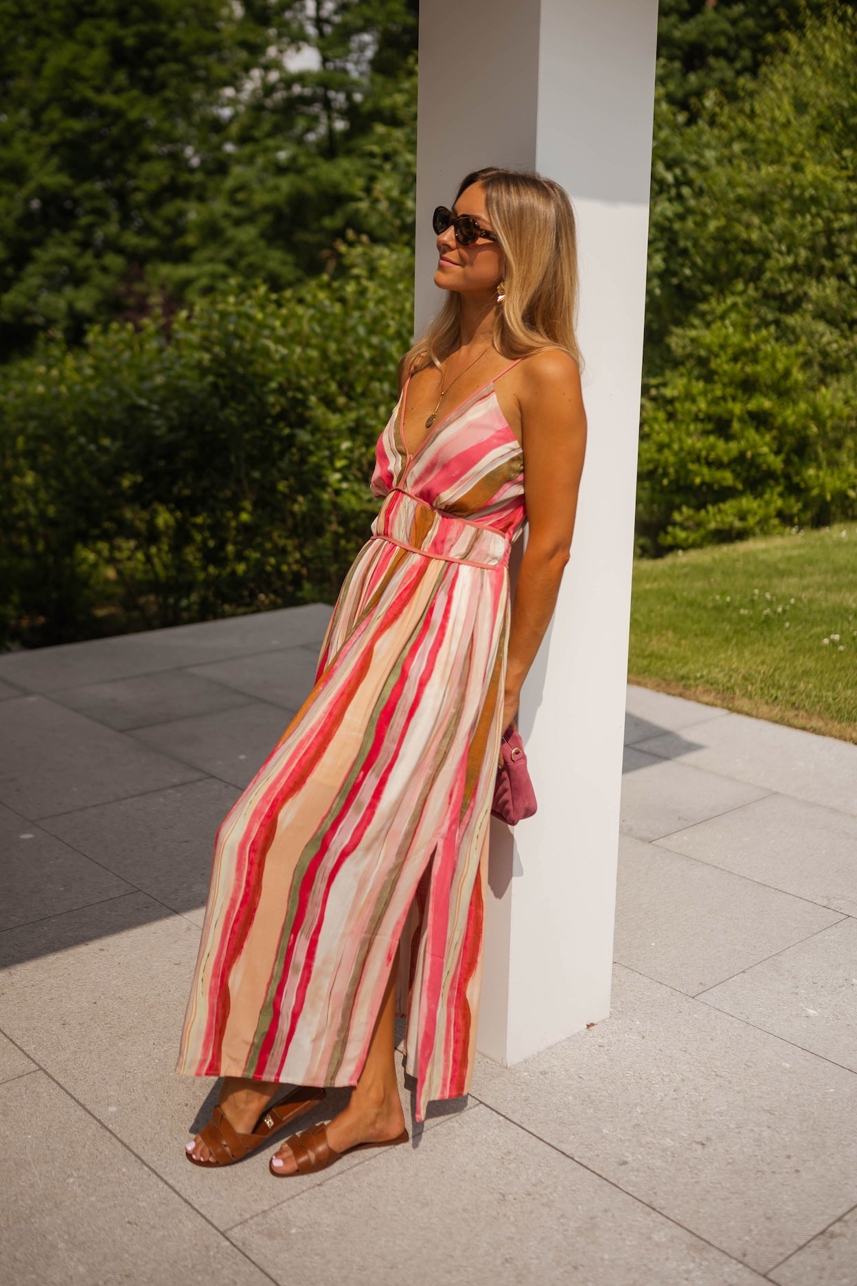 Robe Sanah à rayures roses