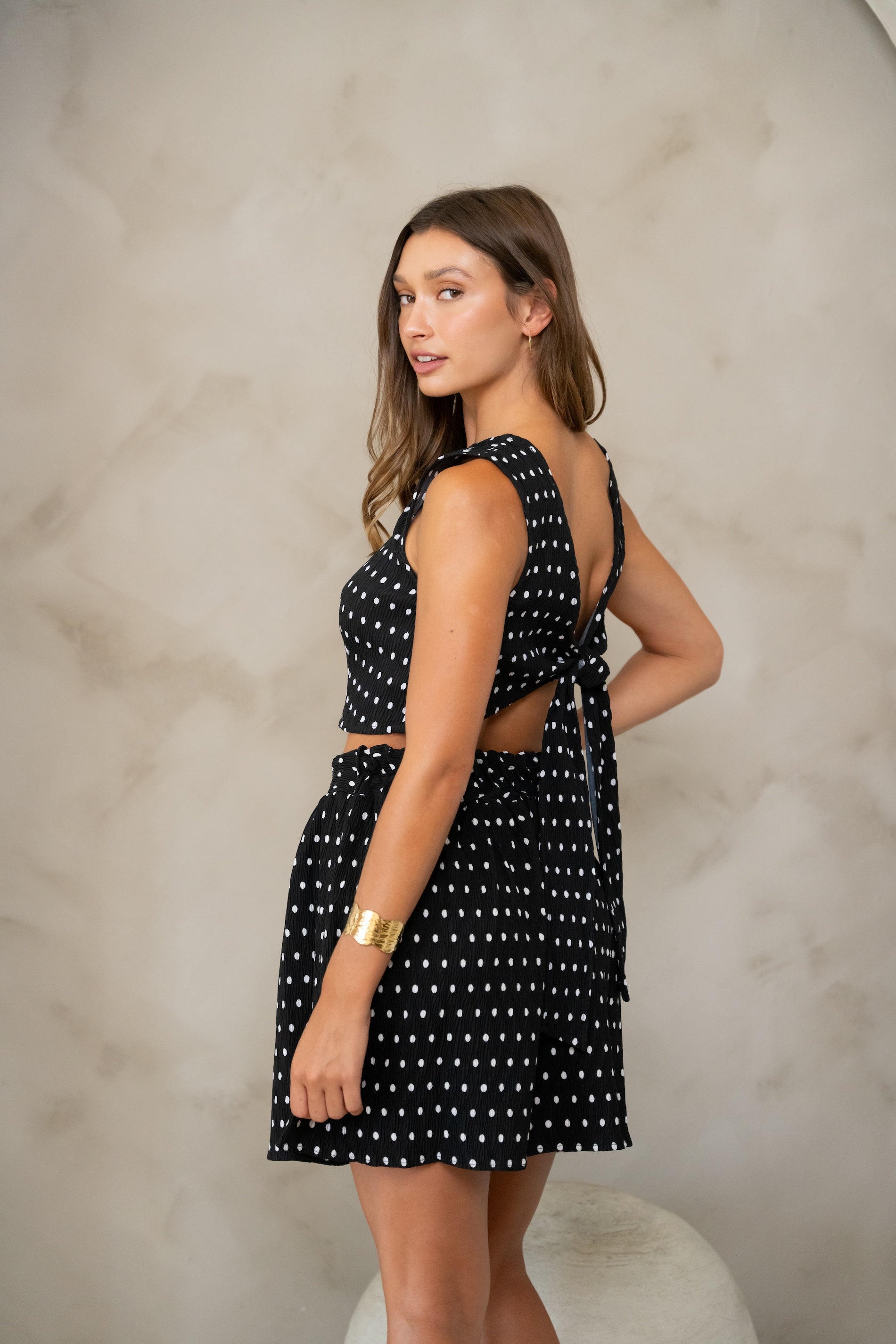 Jupe Lena à pois noirs