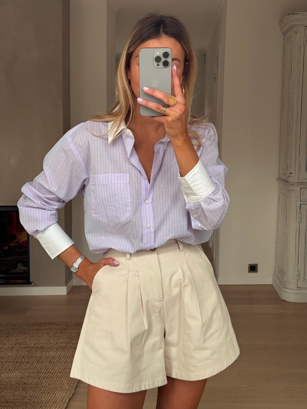 Chemise Fato à rayures violettes