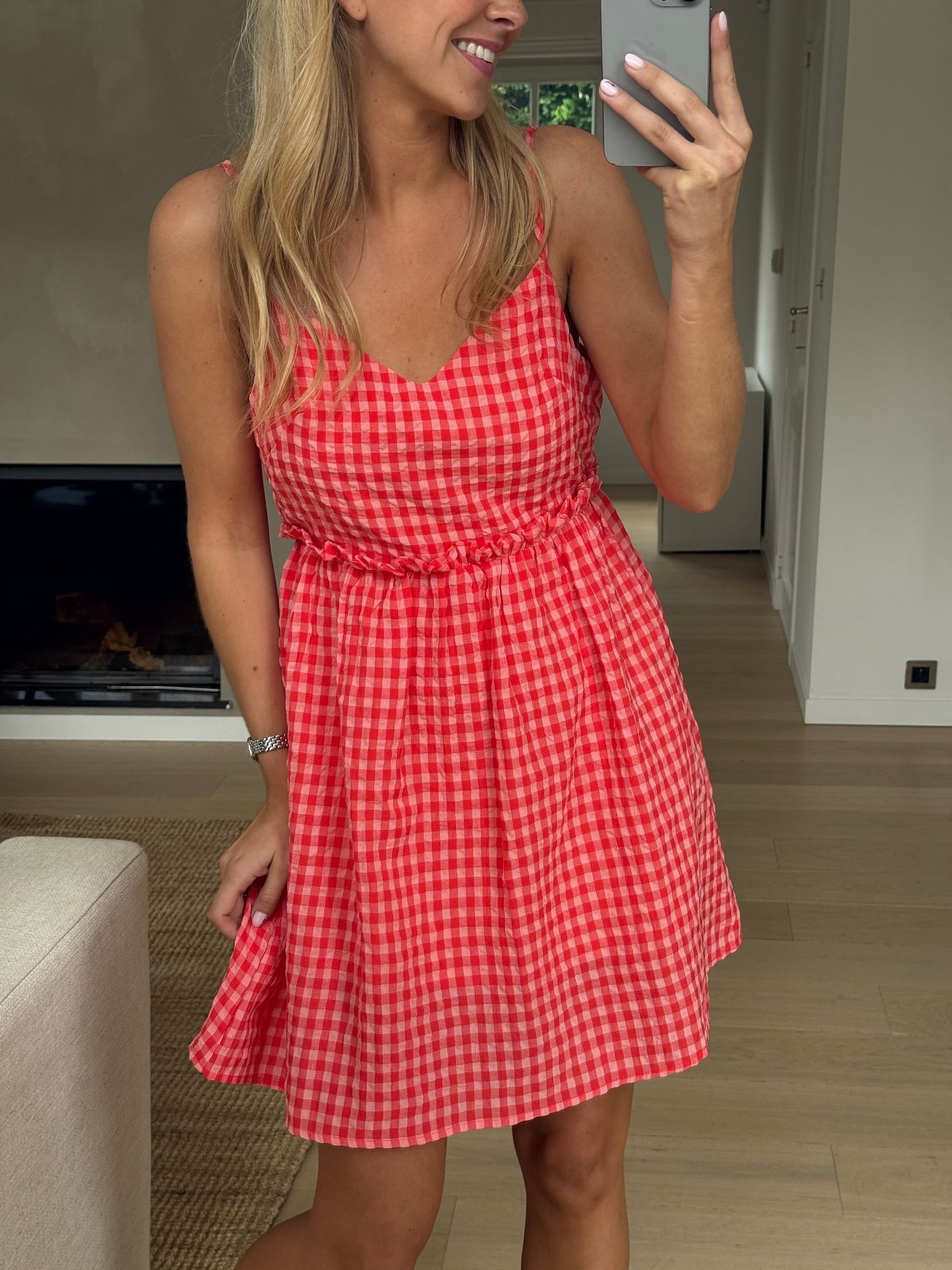 Robe rouge à carreaux vichy Safia