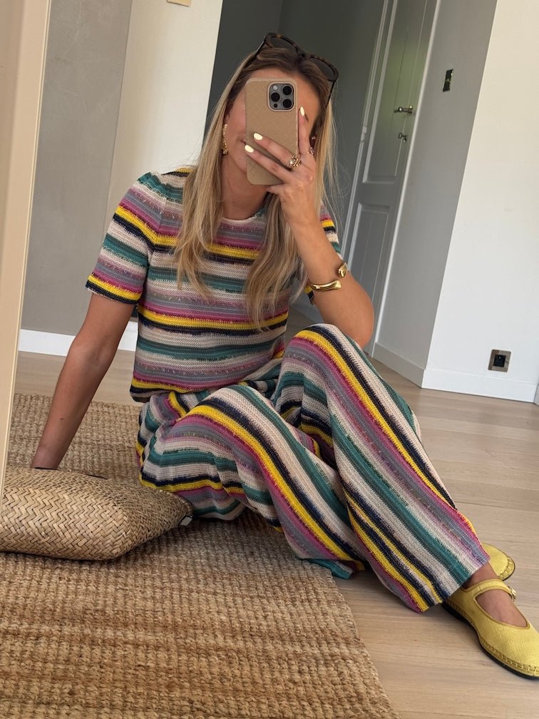 Pantalon Gauthier en crochet rayé
