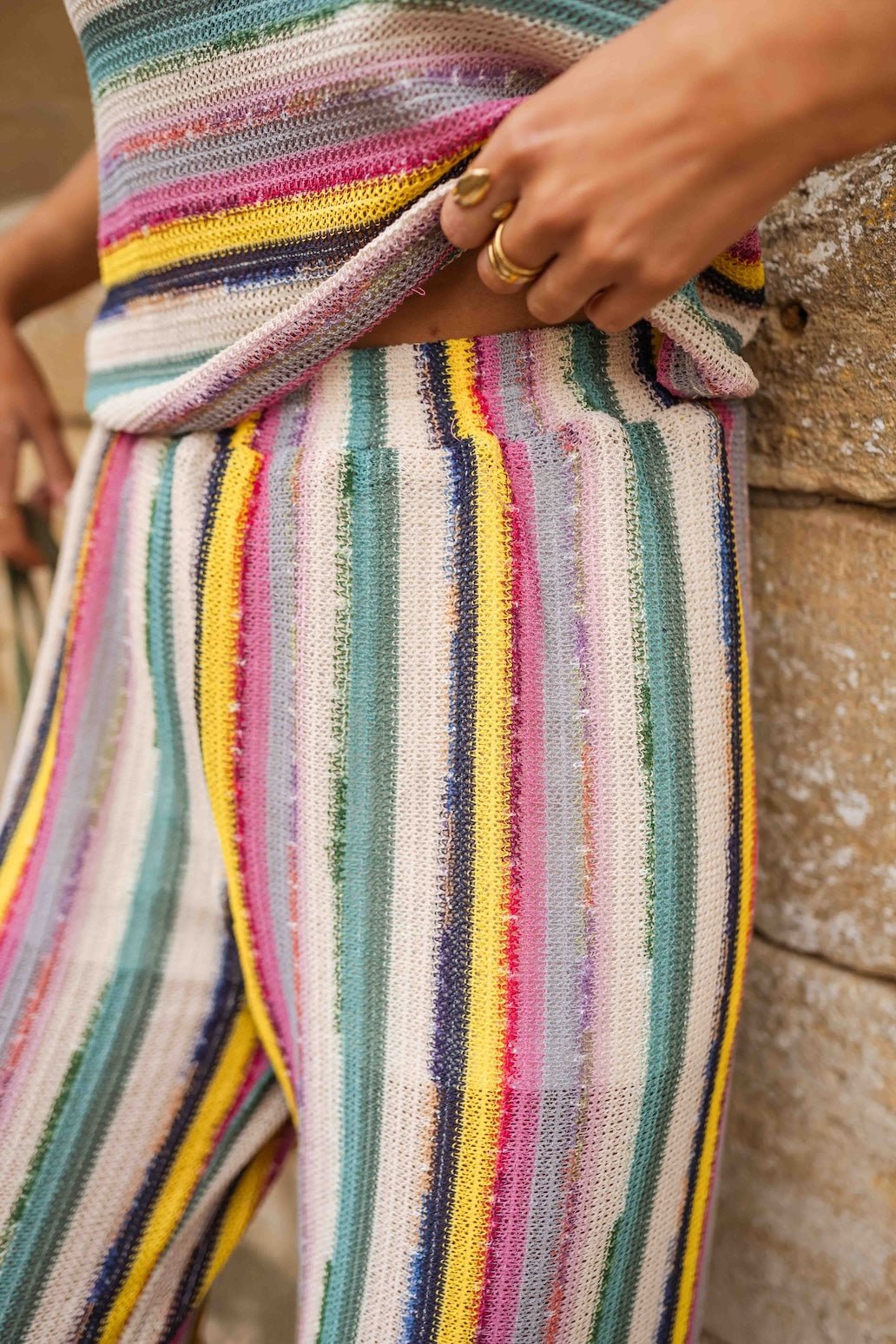 Pantalon Gauthier en crochet rayé