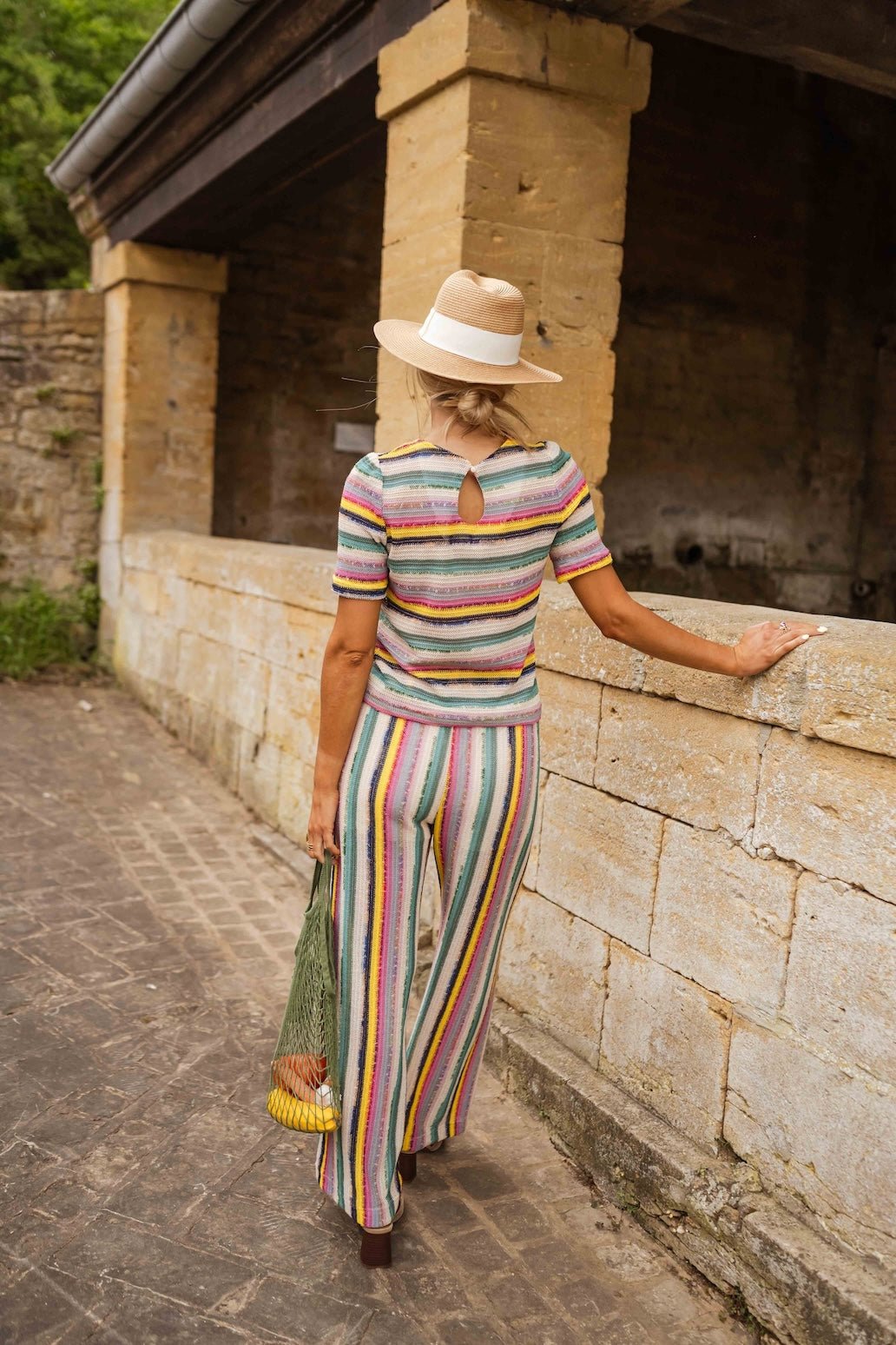 Pantalon Gauthier en crochet rayé